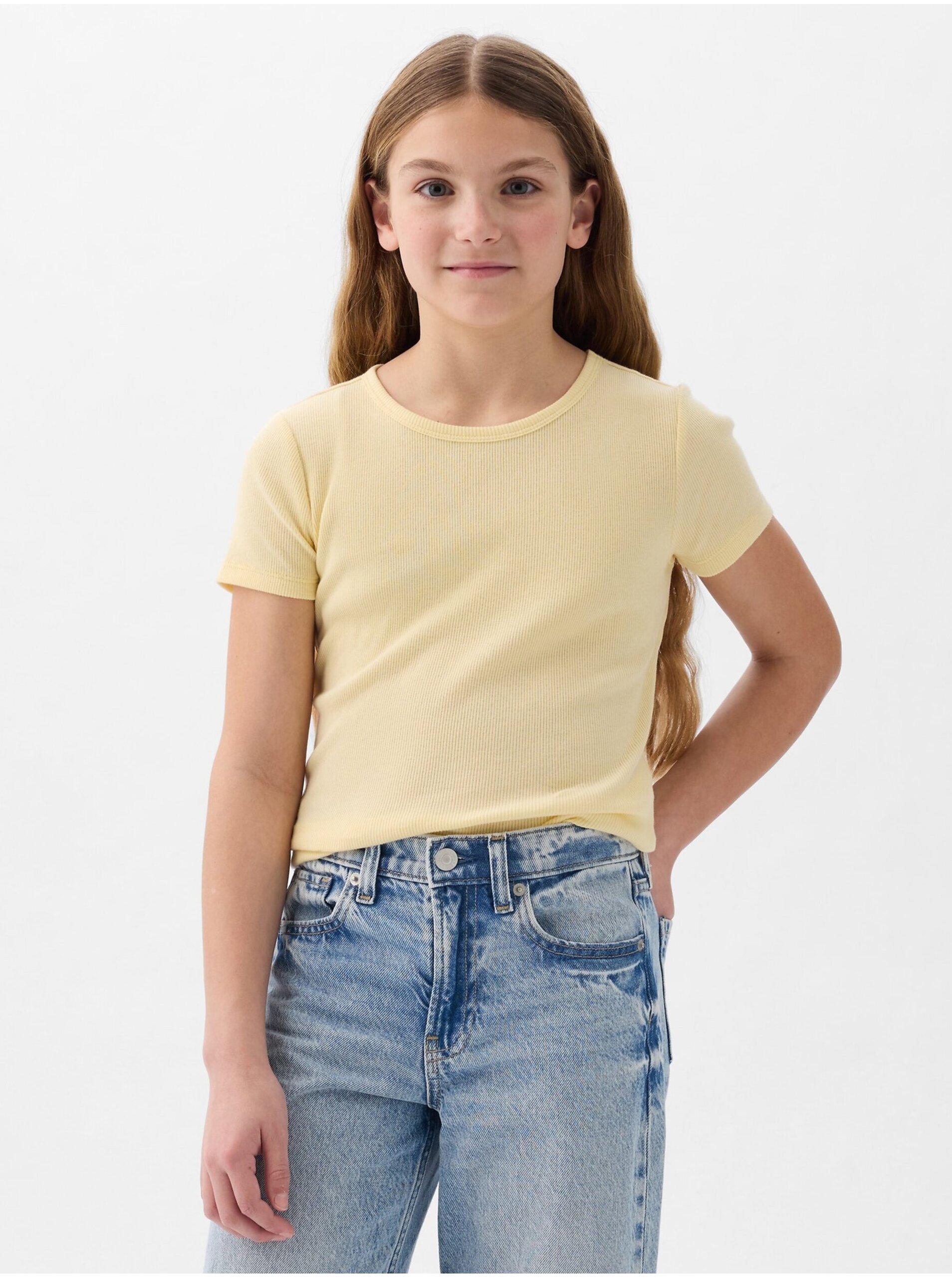 Lacno Žlté dievčenské tričko GAP