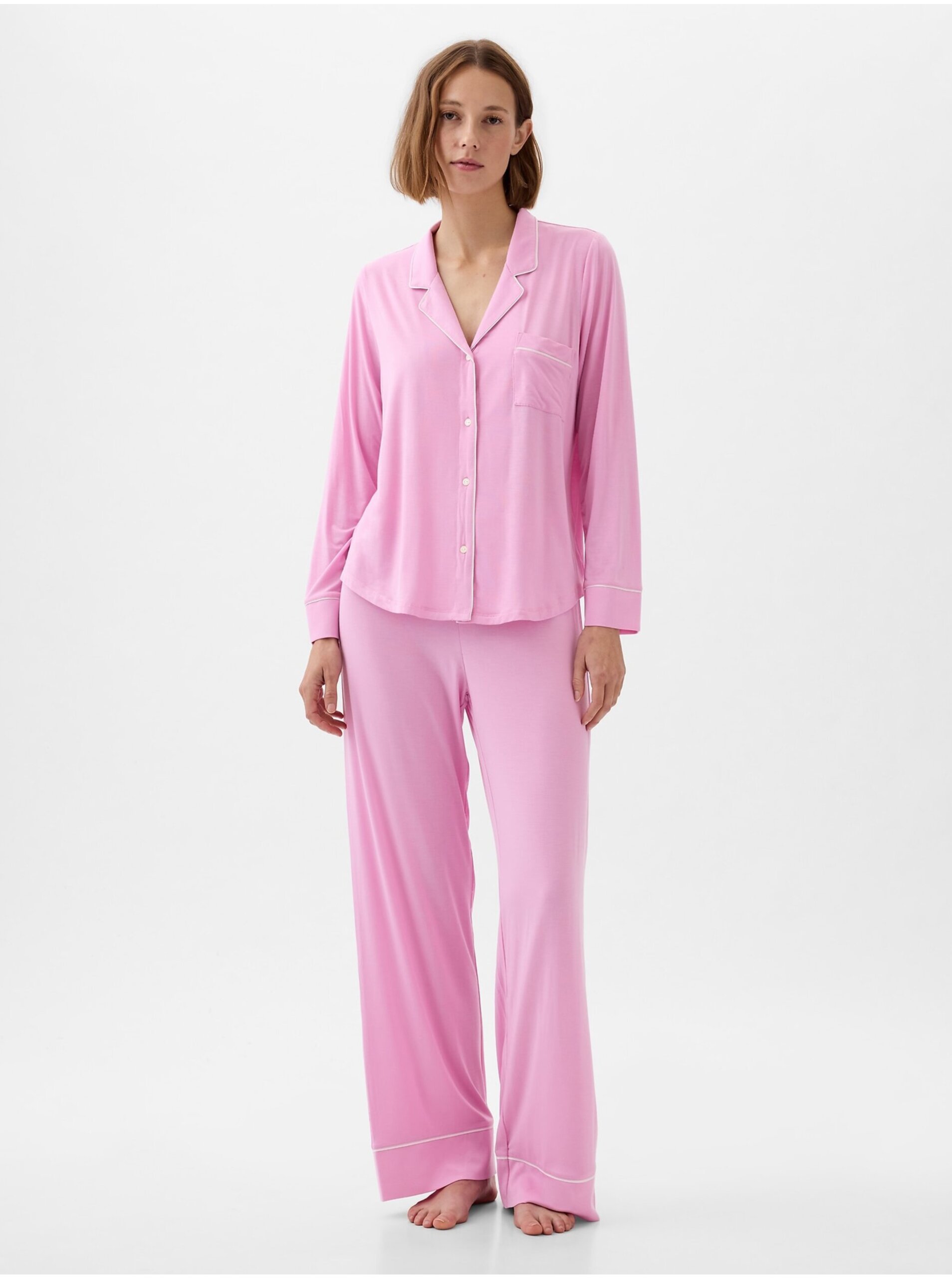 Lacno Ružová dámska pyžamová košeľa GAP