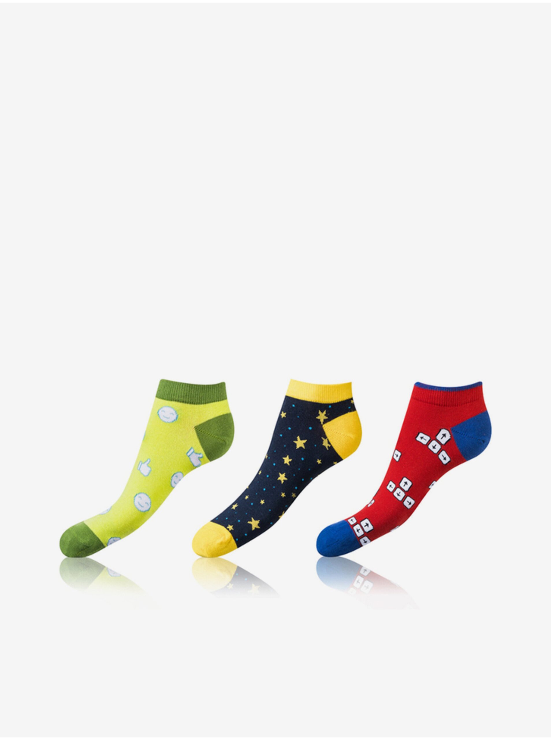 Levně Sada tří párů unisex barevných vzorovaných ponožek Bellinda CRAZY IN-SHOE SOCKS 3x