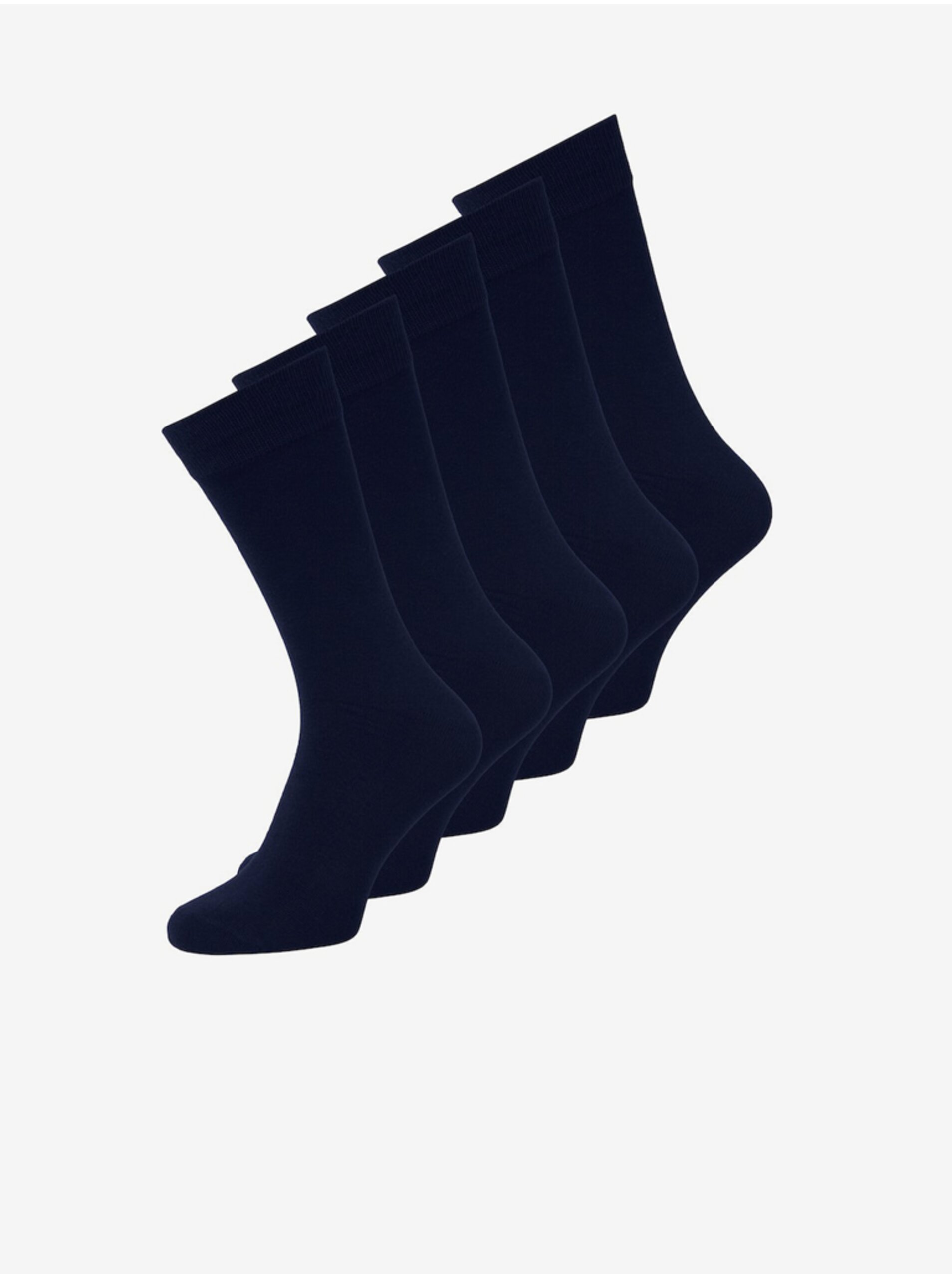 Lacno Súprava piatich párov pánskych ponožiek v tmavo modrej farbe Jack & Jones Jens