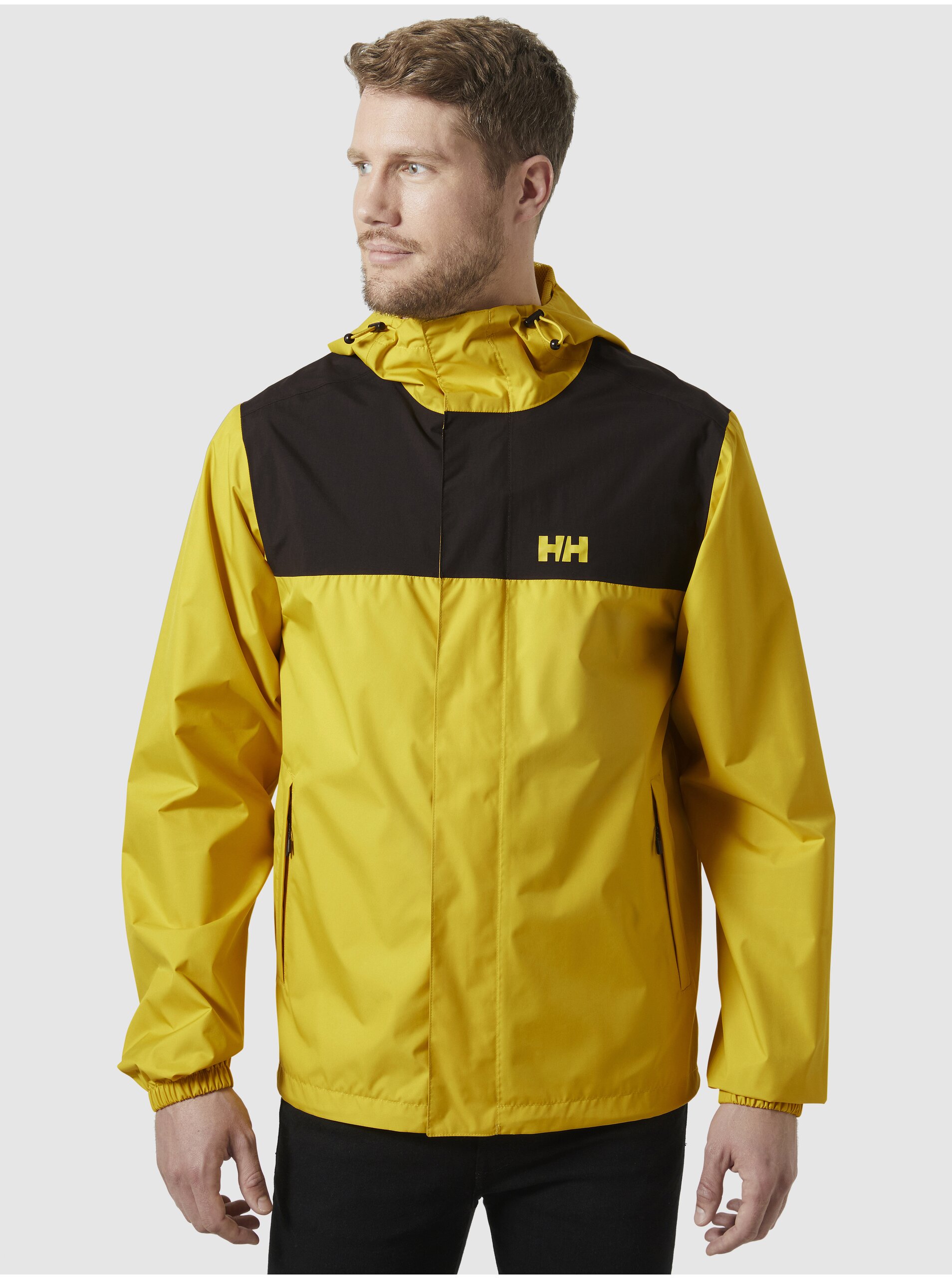 Levně Černo-žlutá pánská sportovní bunda HELLY HANSEN Vancouver Rain Jacket