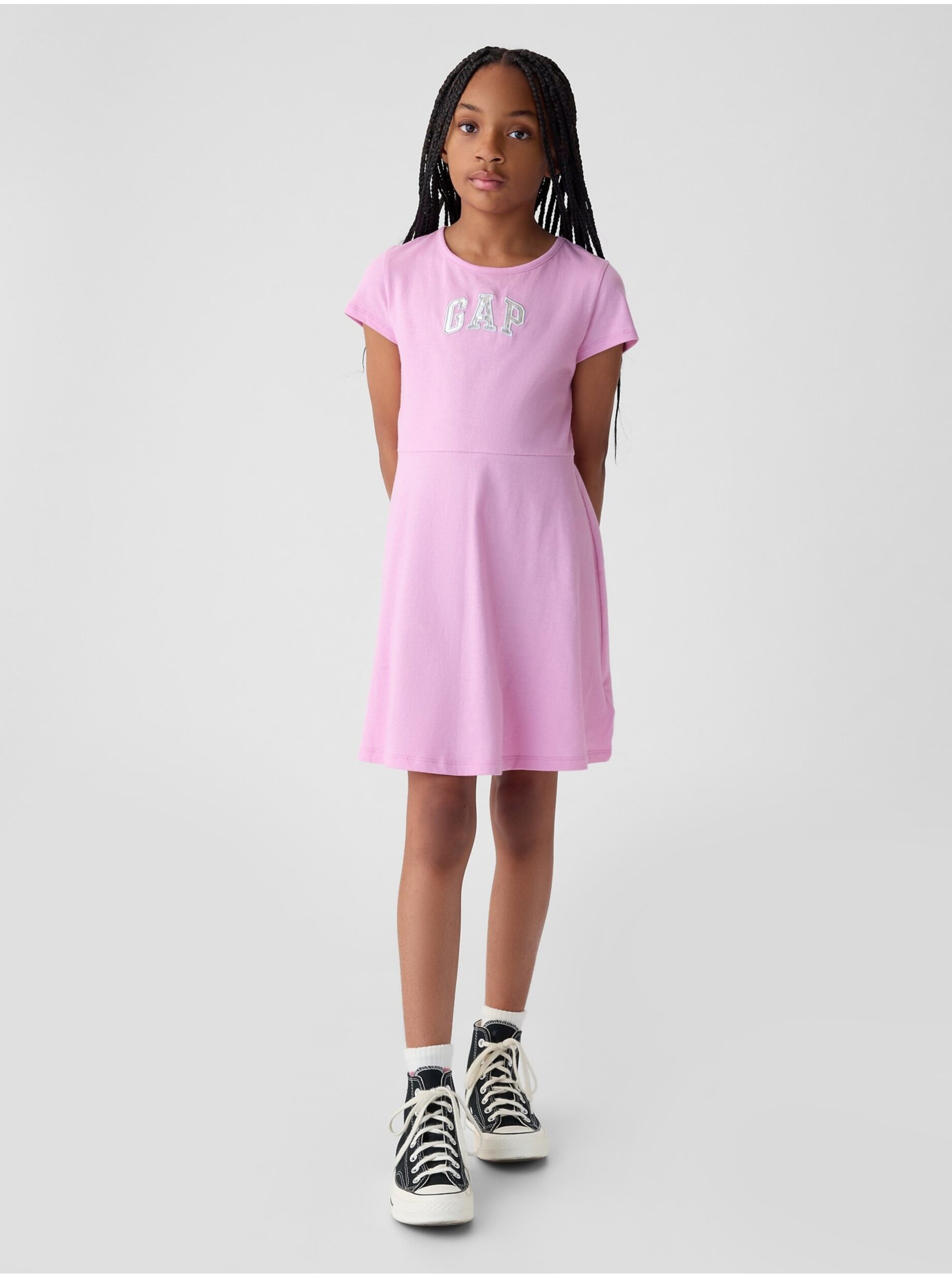Levně Růžové holčičí mini šaty GAP