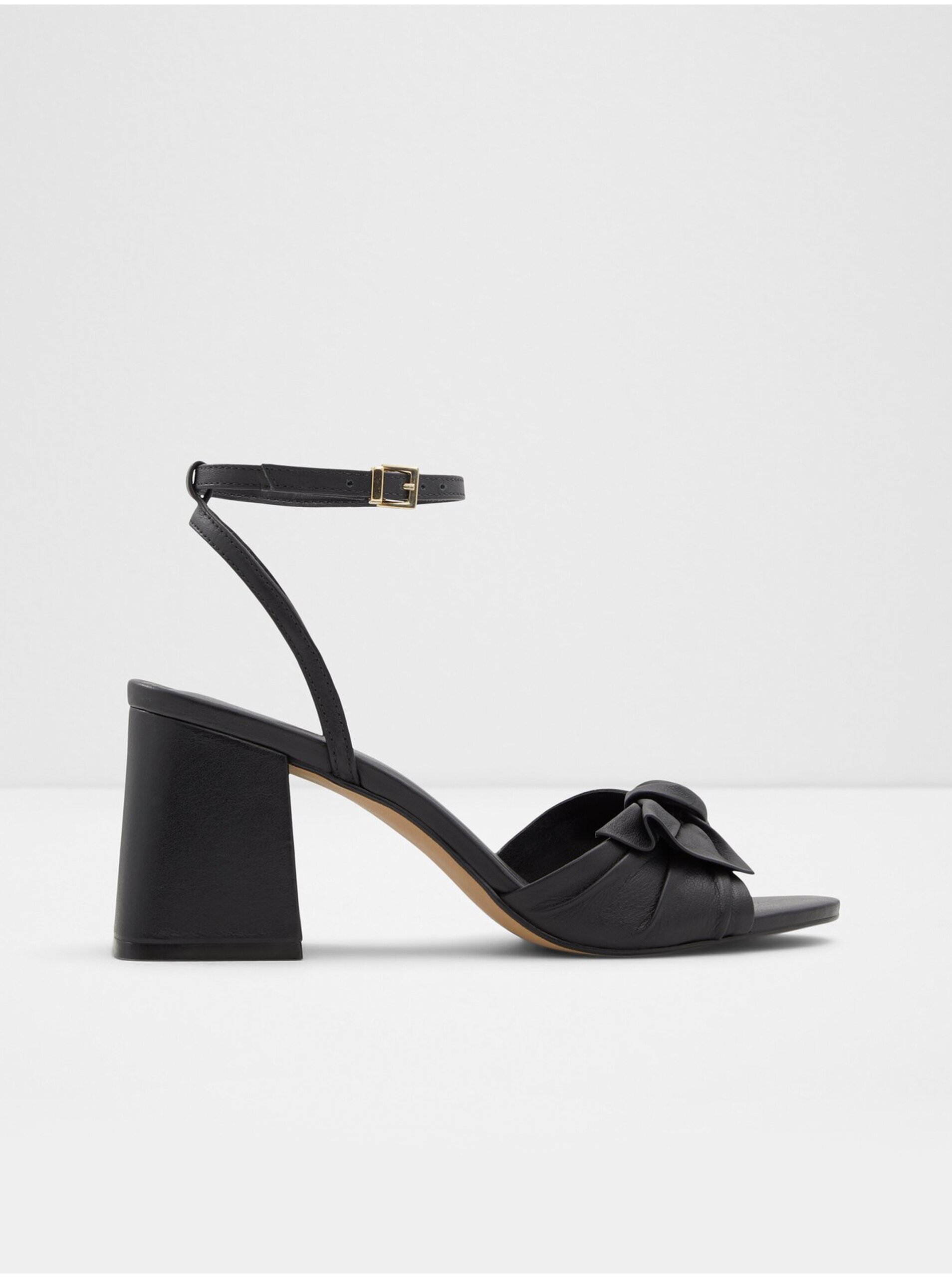 Lacno Čierne dámske kožené sandále na podpätku Aldo Angelbow