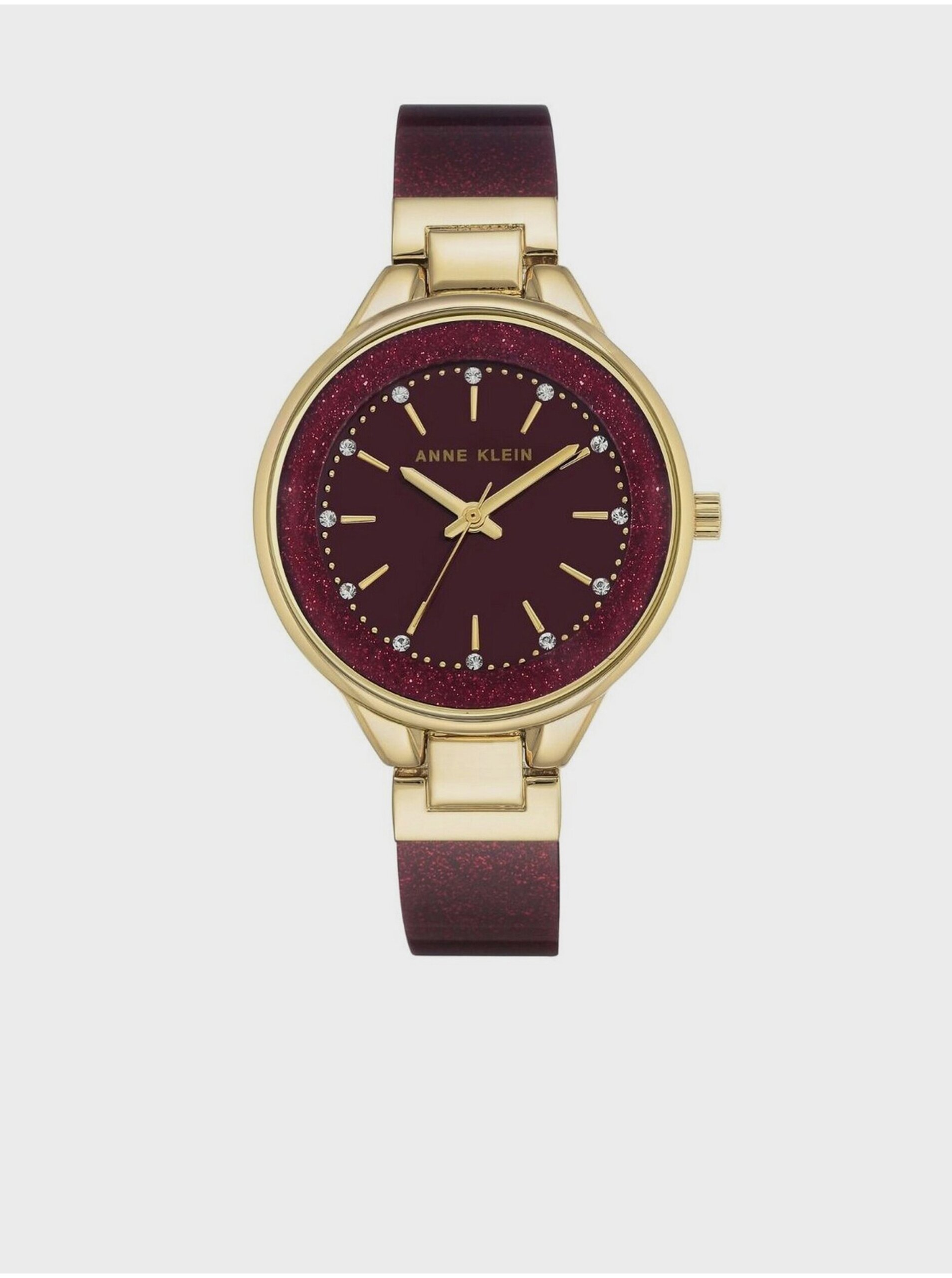 E-shop Dámské hodinky ve vínovo-zlaté barvě Anne Klein
