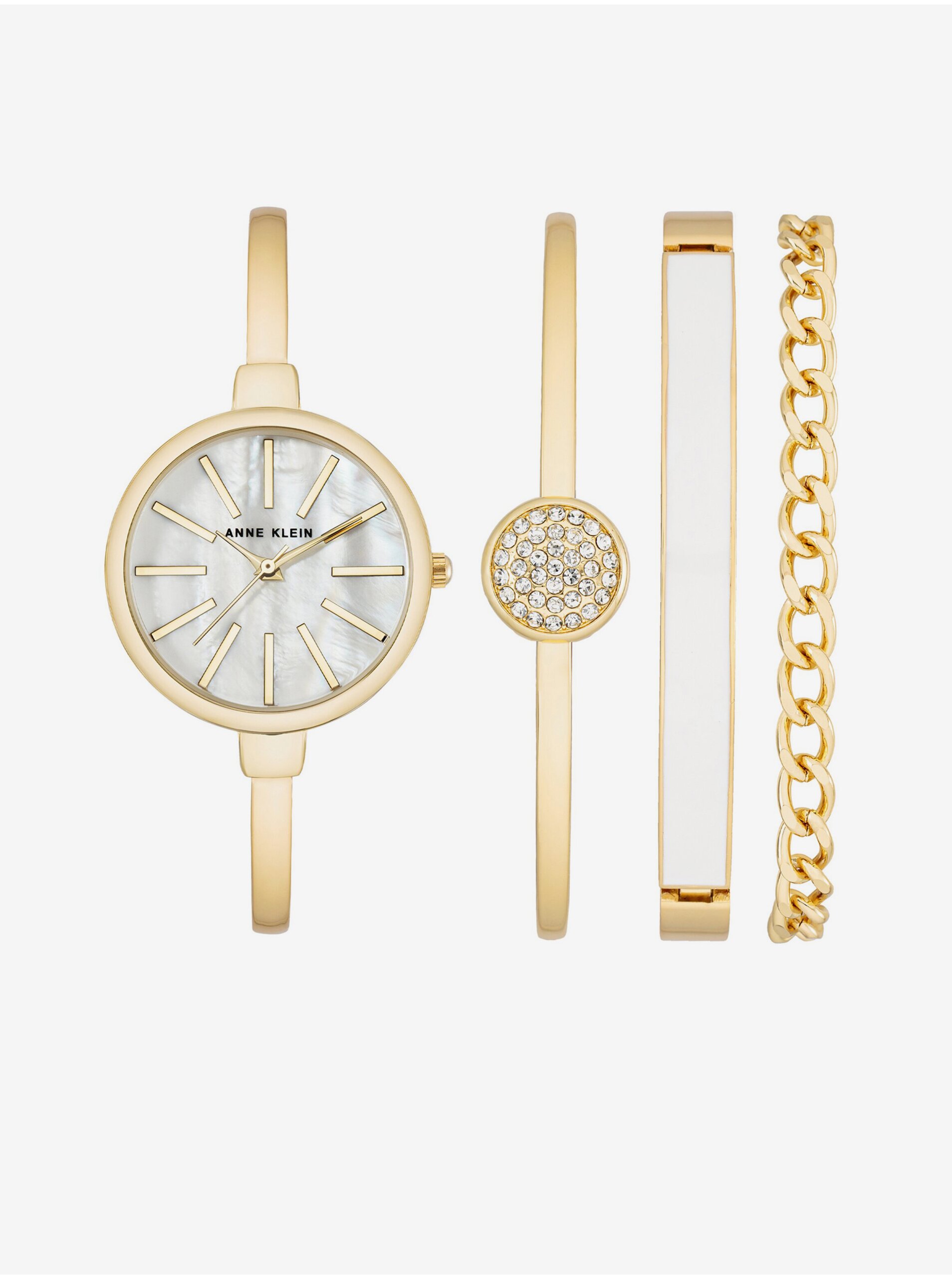 Lacno Súprava hodiniek a náramkov v zlatej farbe Anne Klein