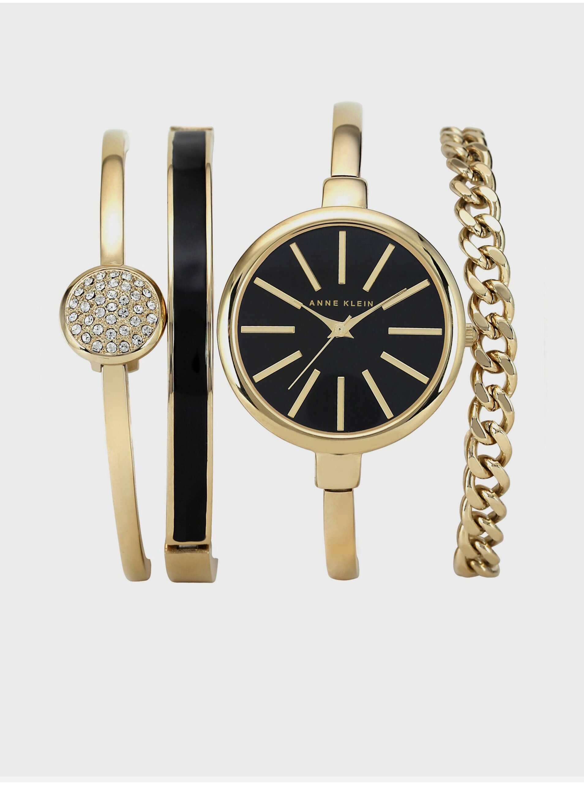 Lacno Súprava dámskych hodiniek a náramkov v zlatej farbe Anne Klein