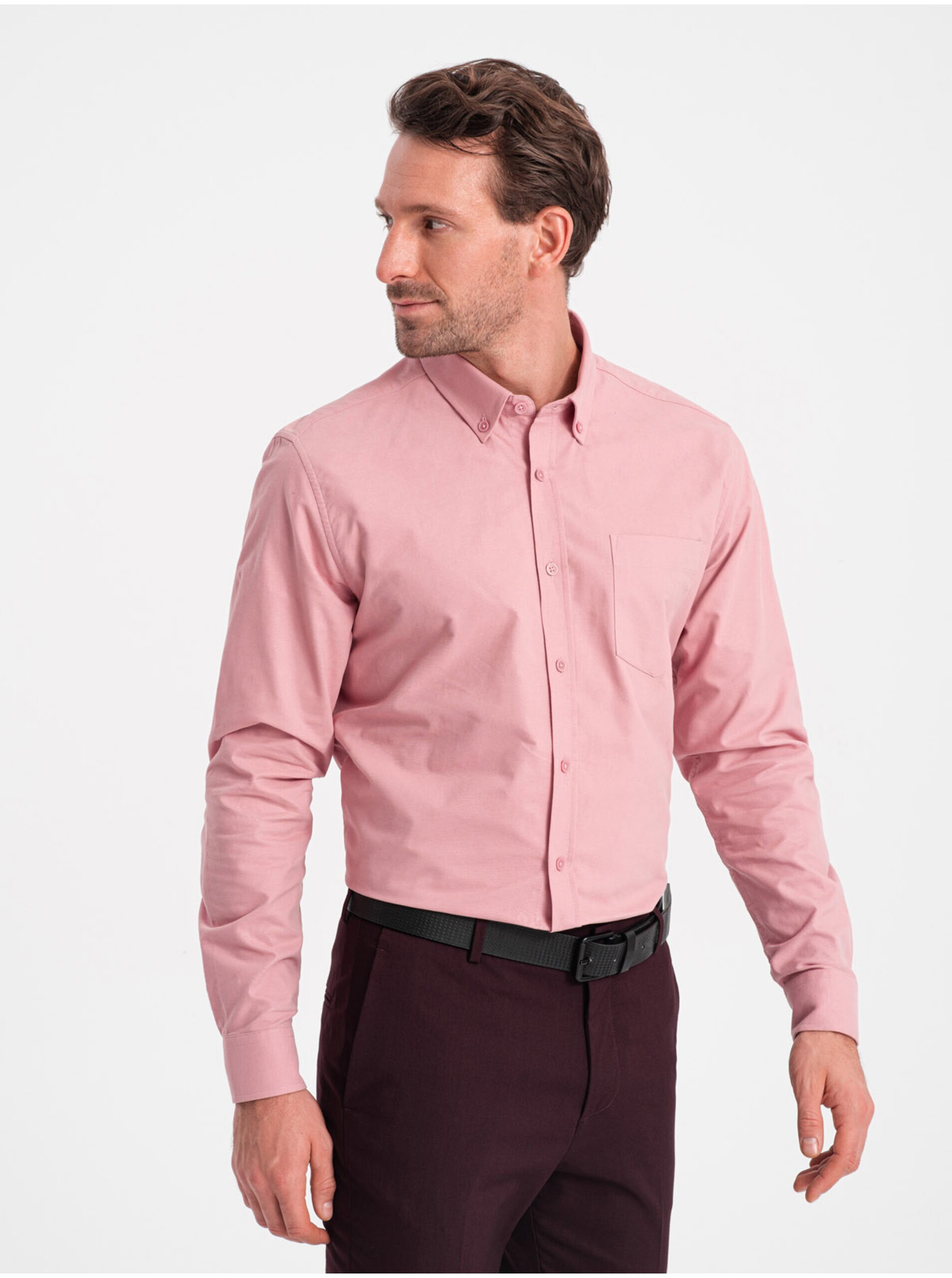Lacno Ružová pánska košeľa Ombre Clothing