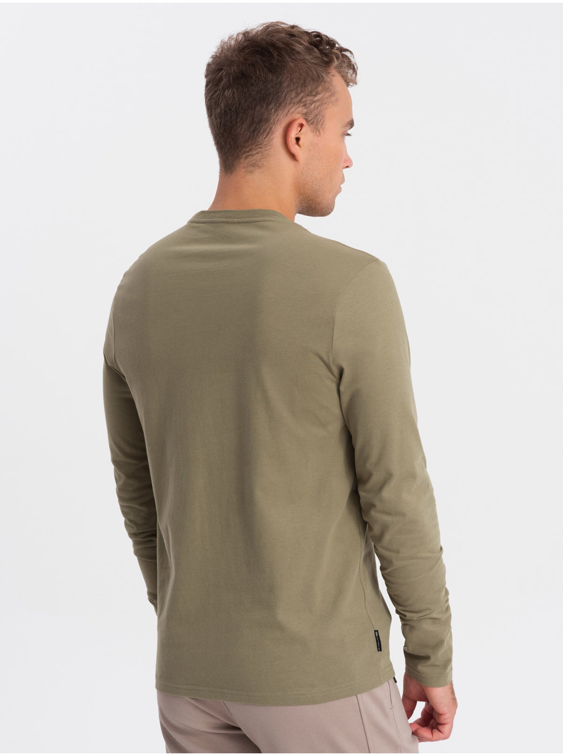 Khaki pánské tričko Ombre Clothing