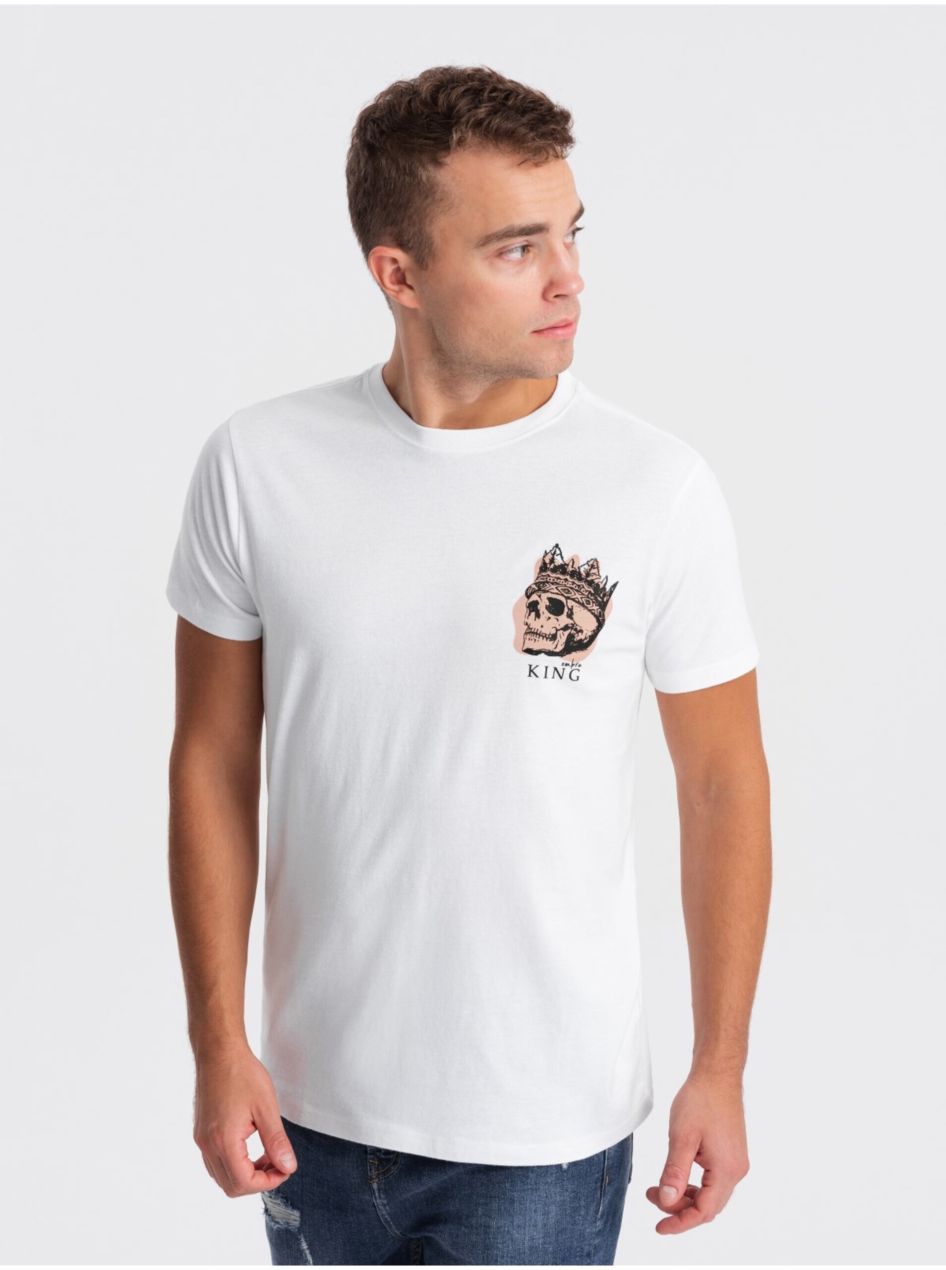 E-shop Bílé pánské tričko Ombre Clothing