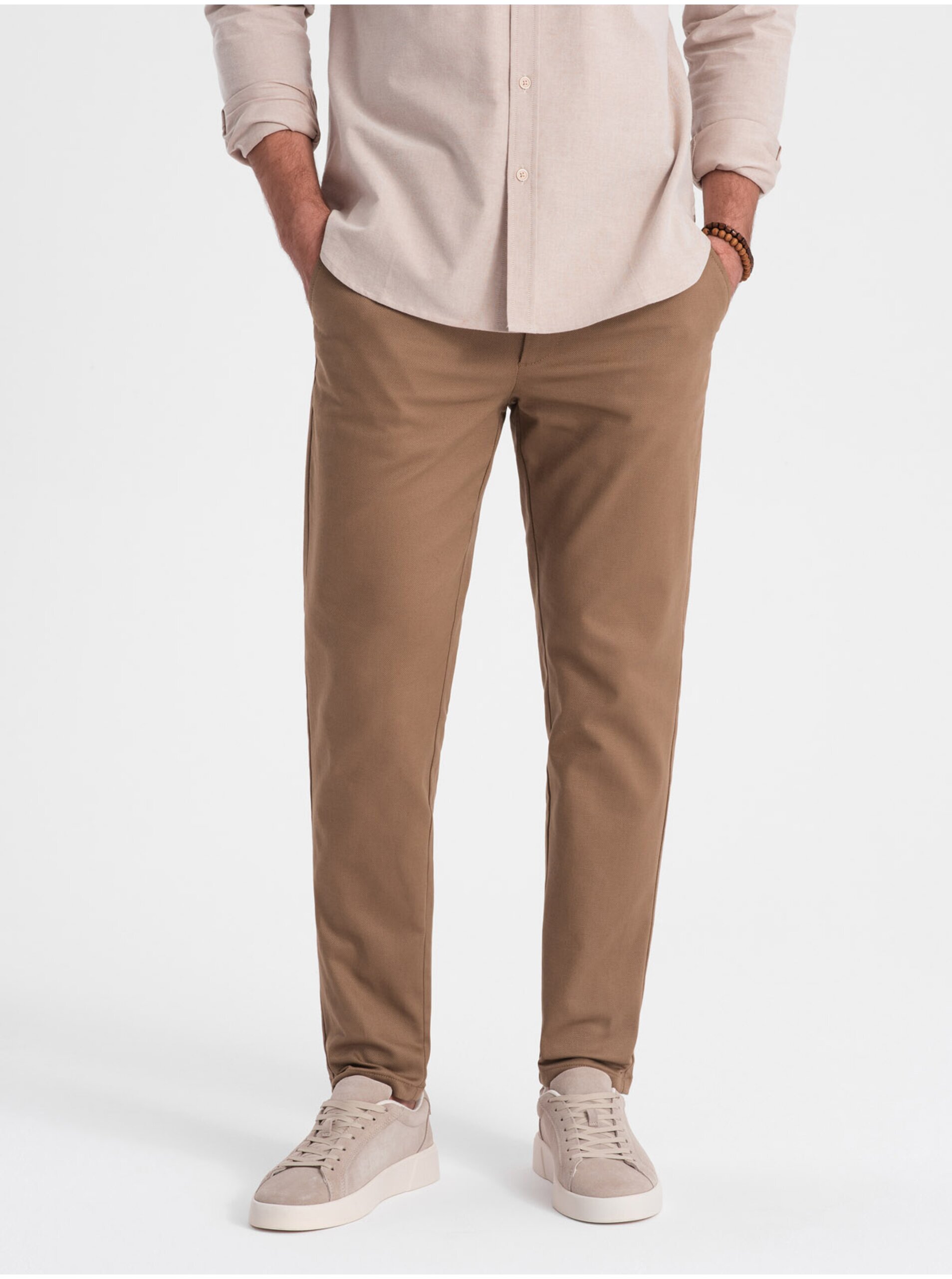 E-shop Světle hnědé pánské chino kalhoty Ombre Clothing
