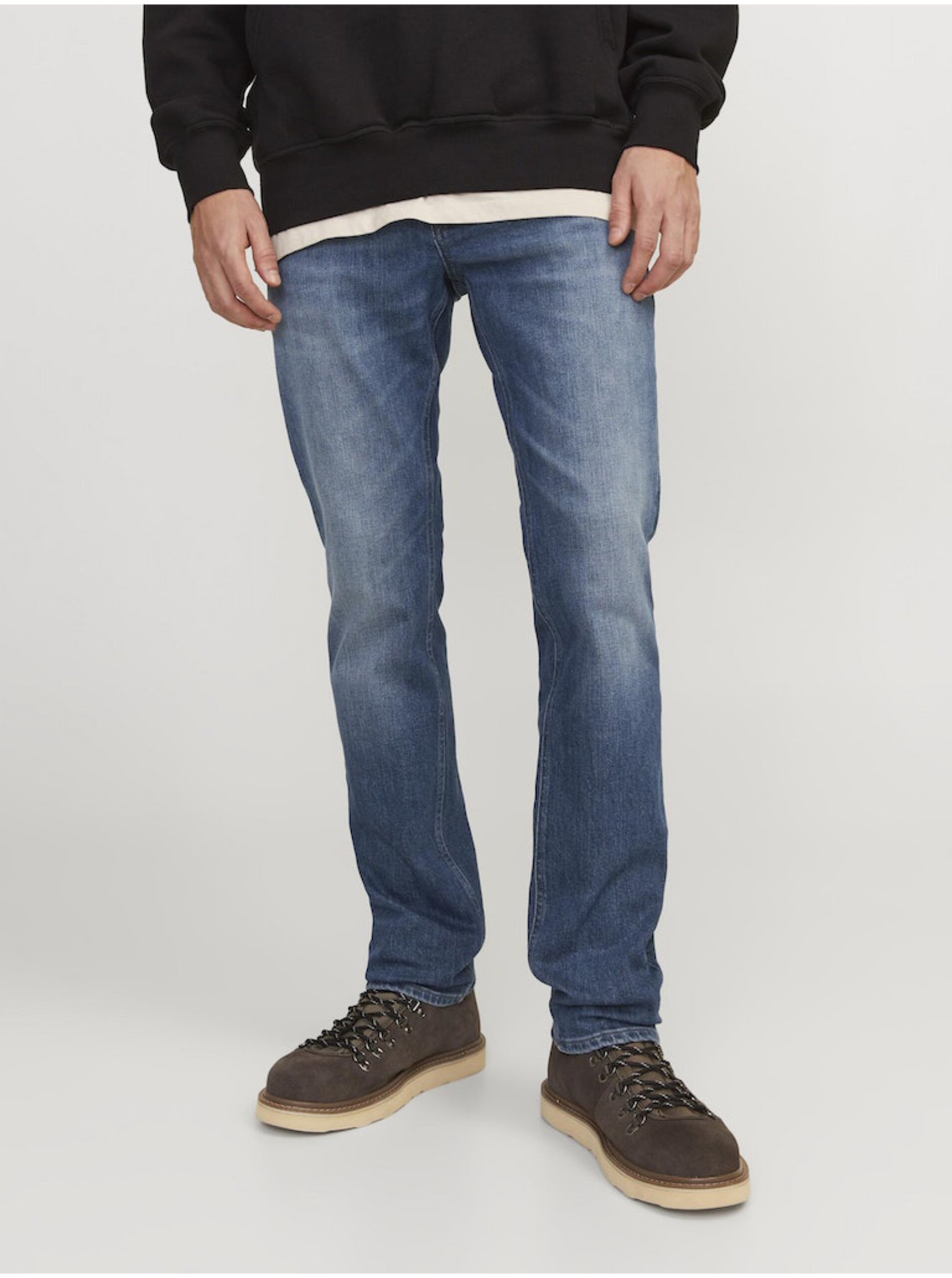 Lacno Modré pánske slim fit džínsy Jack & Jones Tim