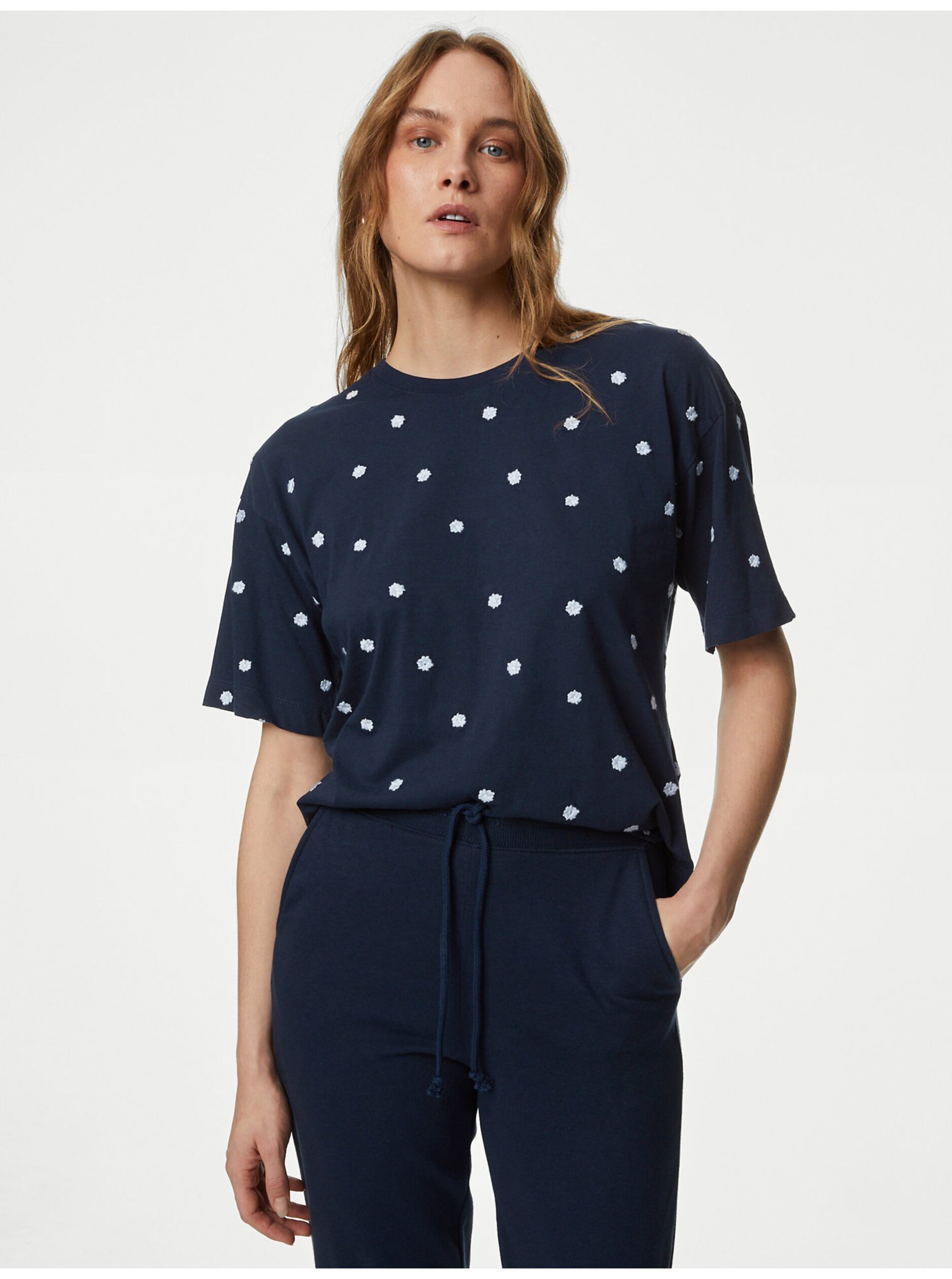 Levně Tmavě modré dámské tričko Marks & Spencer
