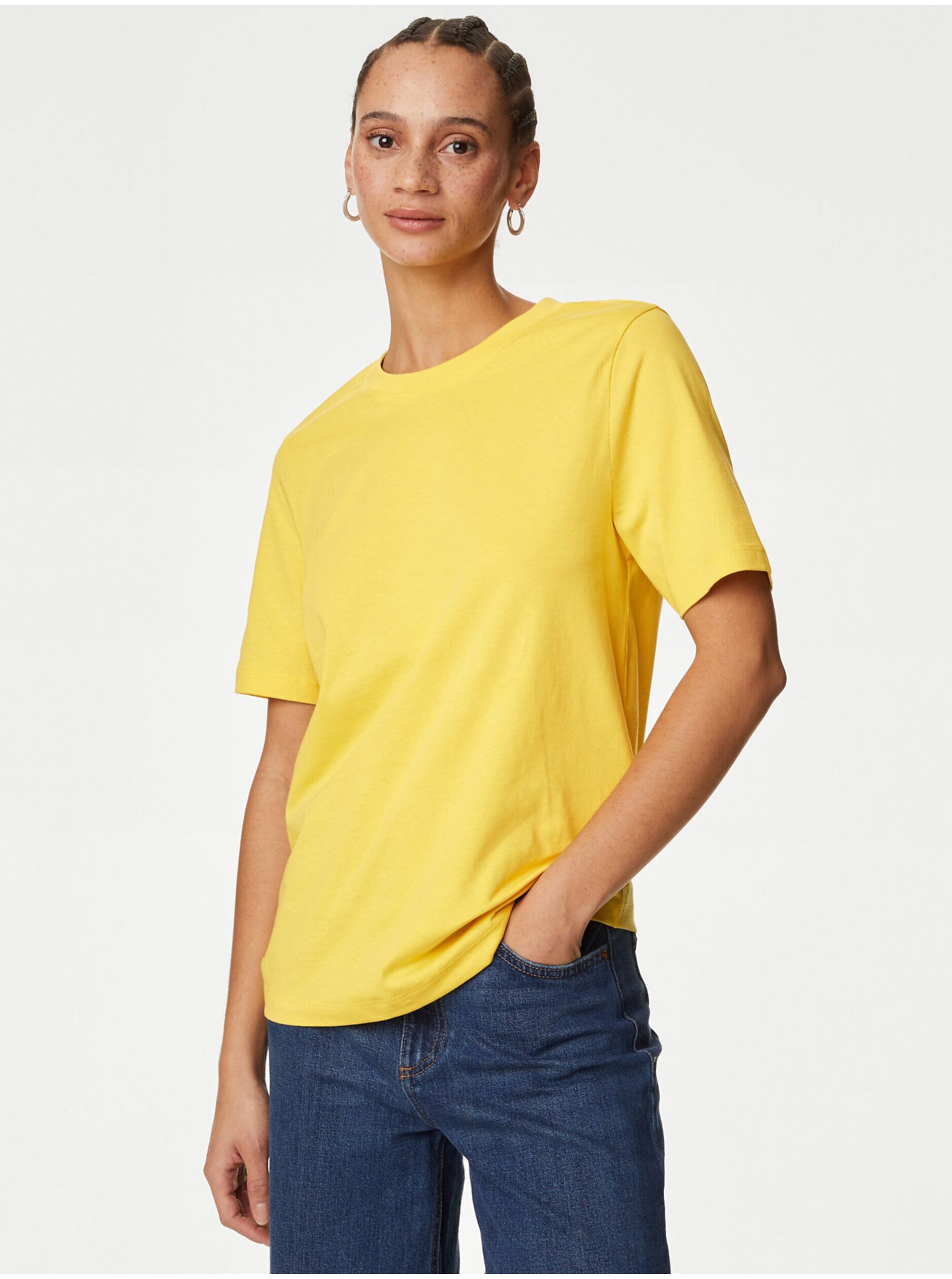 Levně Žluté dámské basic tričko Marks & Spencer