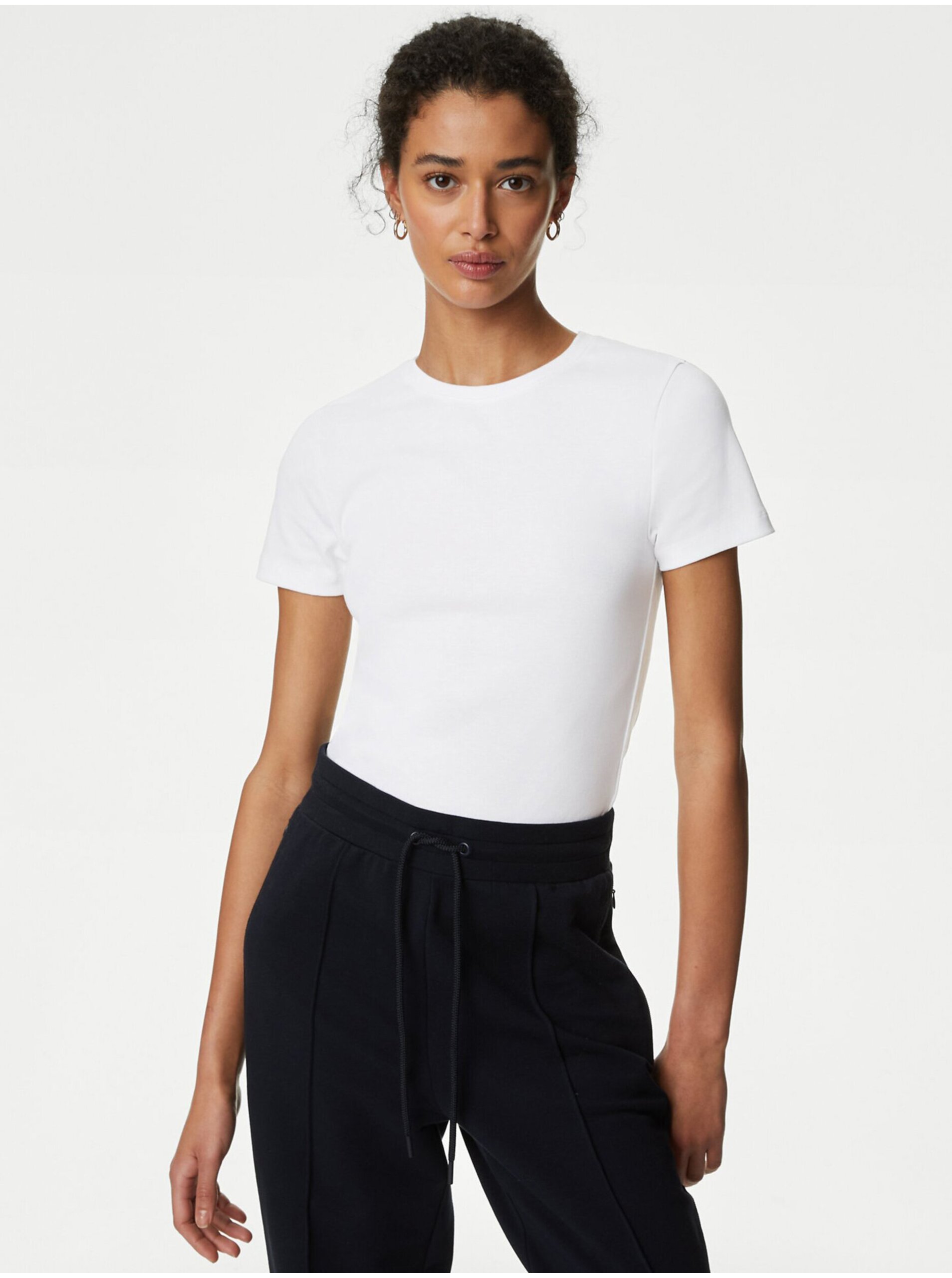 Levně Bílé dámské basic tričko Marks & Spencer