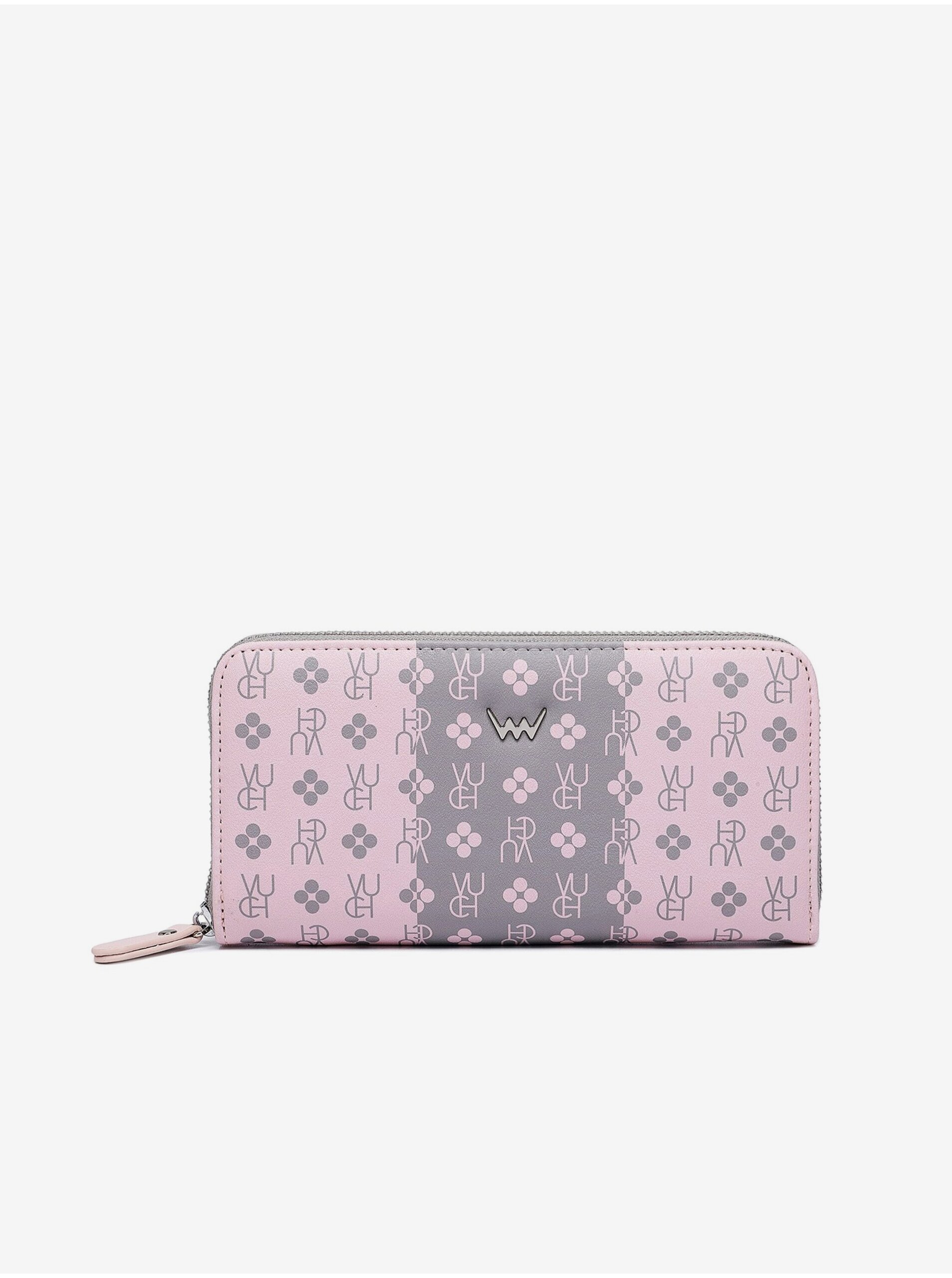 Lacno Ružovo-šedá dámska vzorovaná peňaženka VUCH Marva Grey