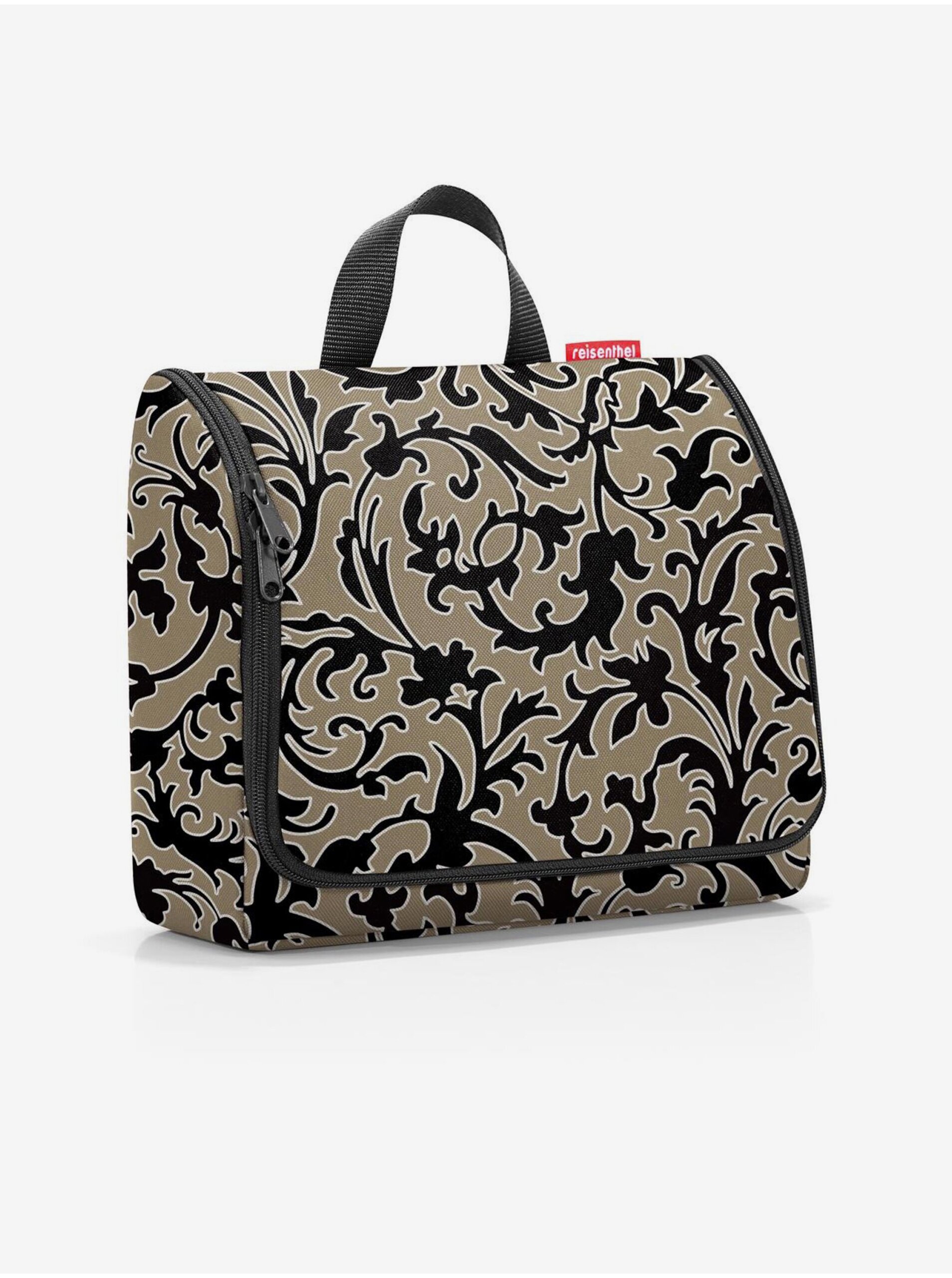 Khaki vzorovaná kosmetická taška Reisenthel Toiletbag XL Baroque Marble