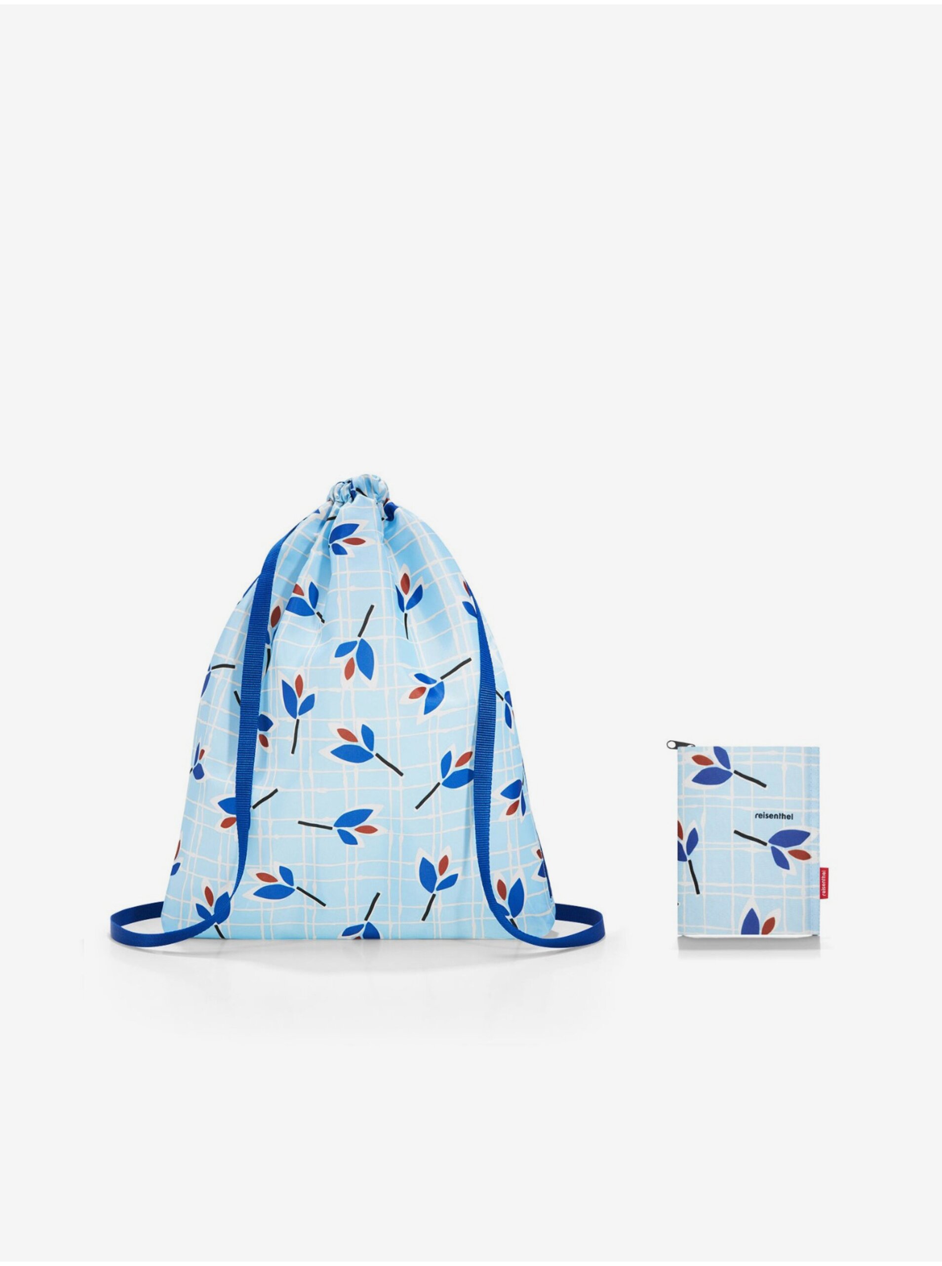 E-shop Světle modrý dámský květovaný vak Reisenthel Mini Maxi Sacpack Leaves