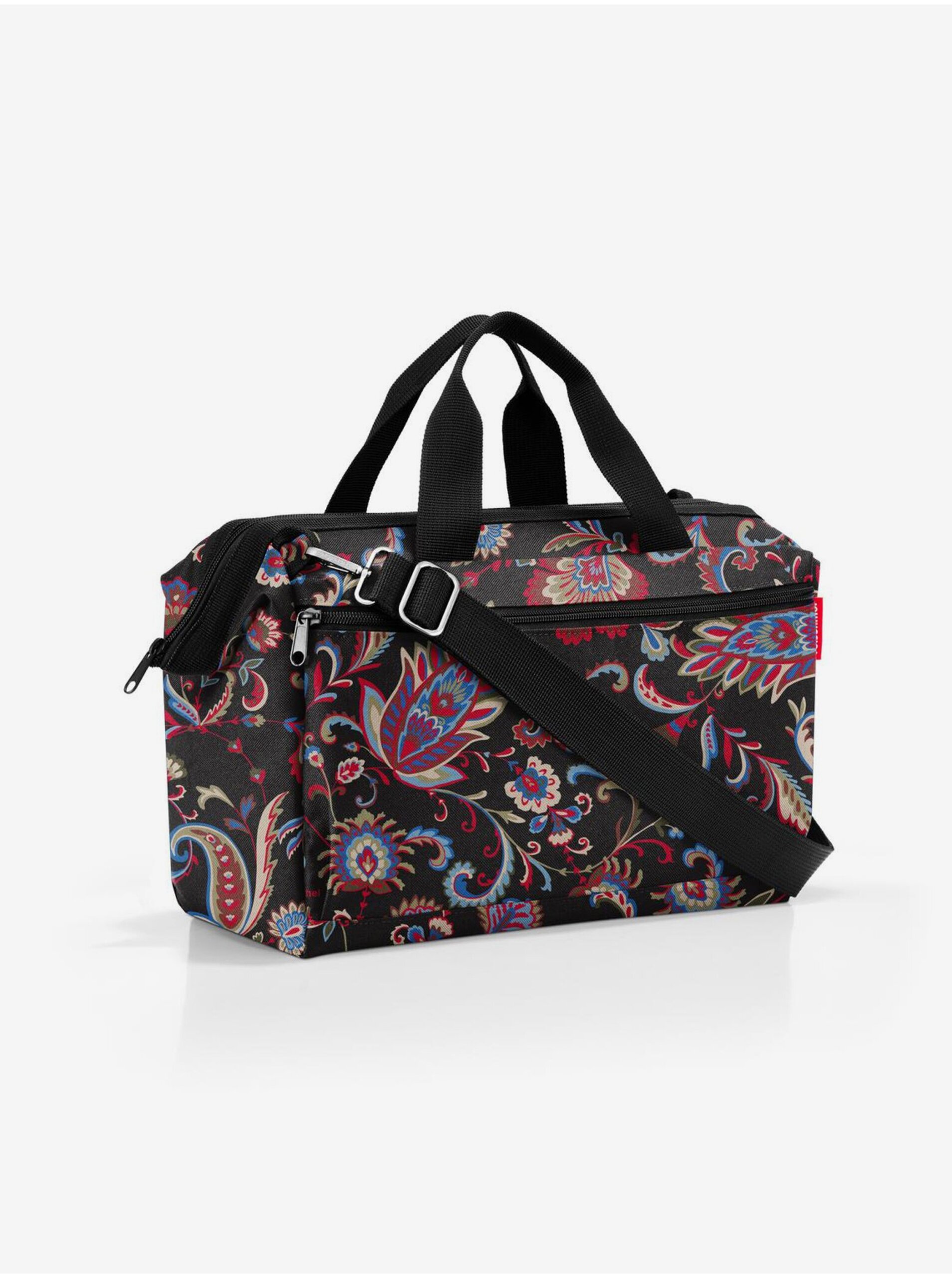 Levně Vínovo-černá dámská vzorovaná cestovní taška Reisenthel Allrounder S Pocket Paisley Black