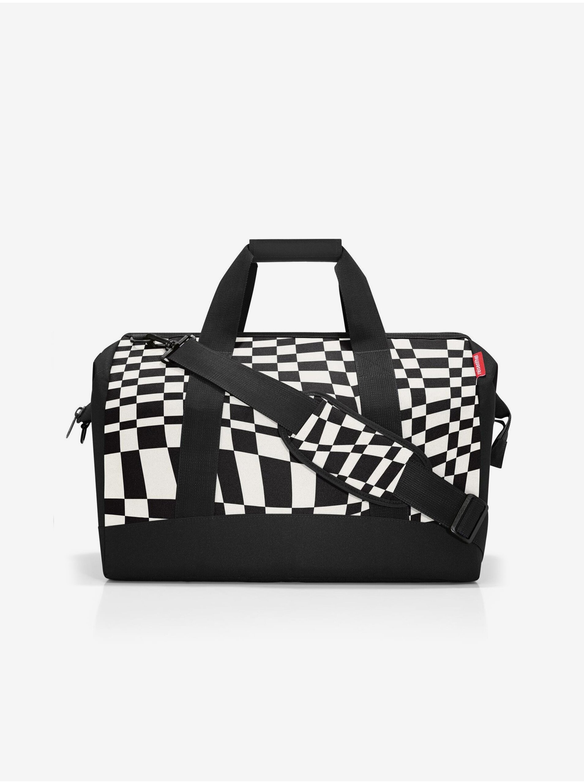 Lacno Bielo-čierna vzorovaná cestovná taška Reisenthel Allrounder L Op-Art