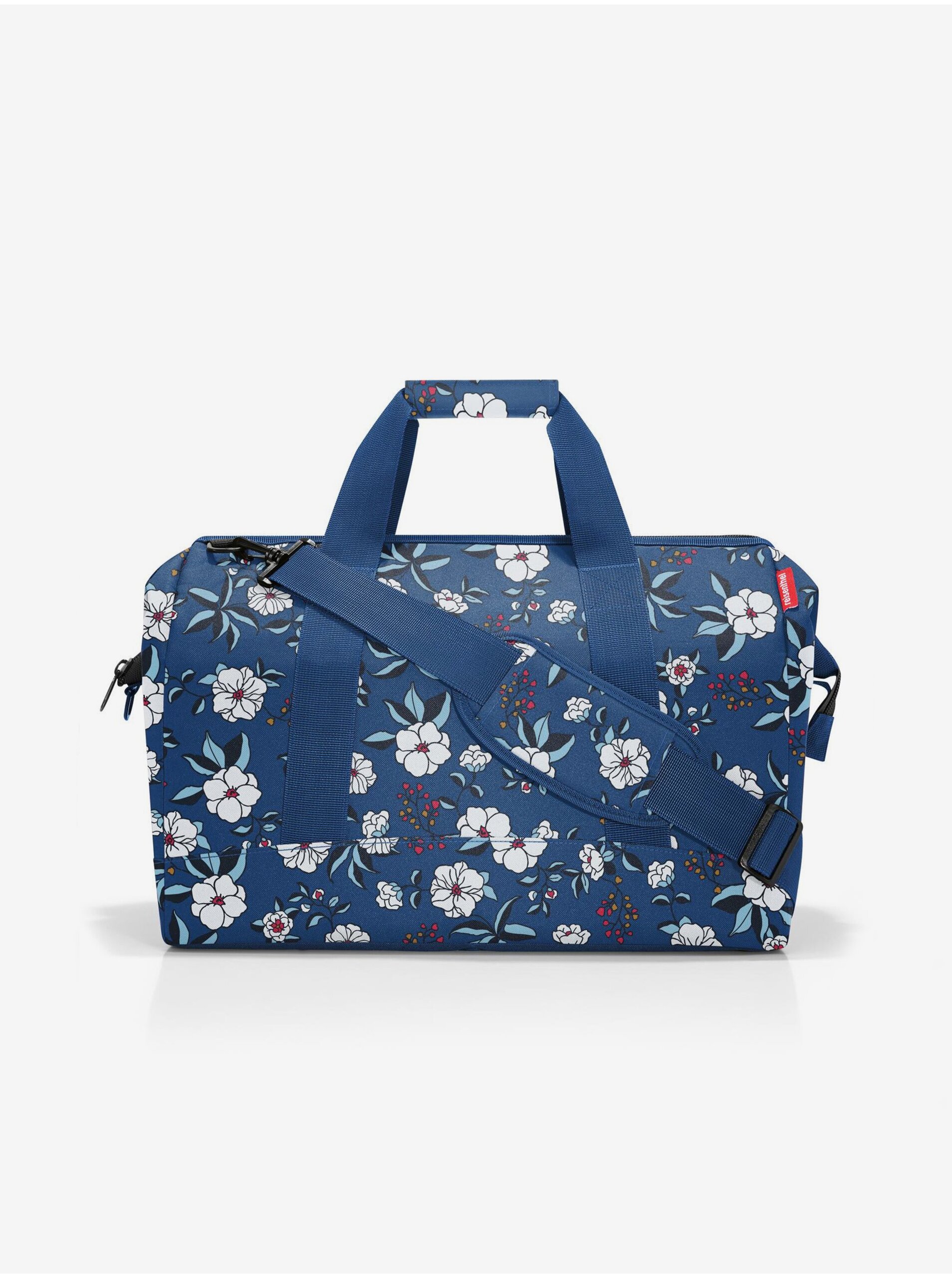 Lacno Modrá dámska kvetovaná cestovná taška Reisenthel Allrounder L Garden Blue