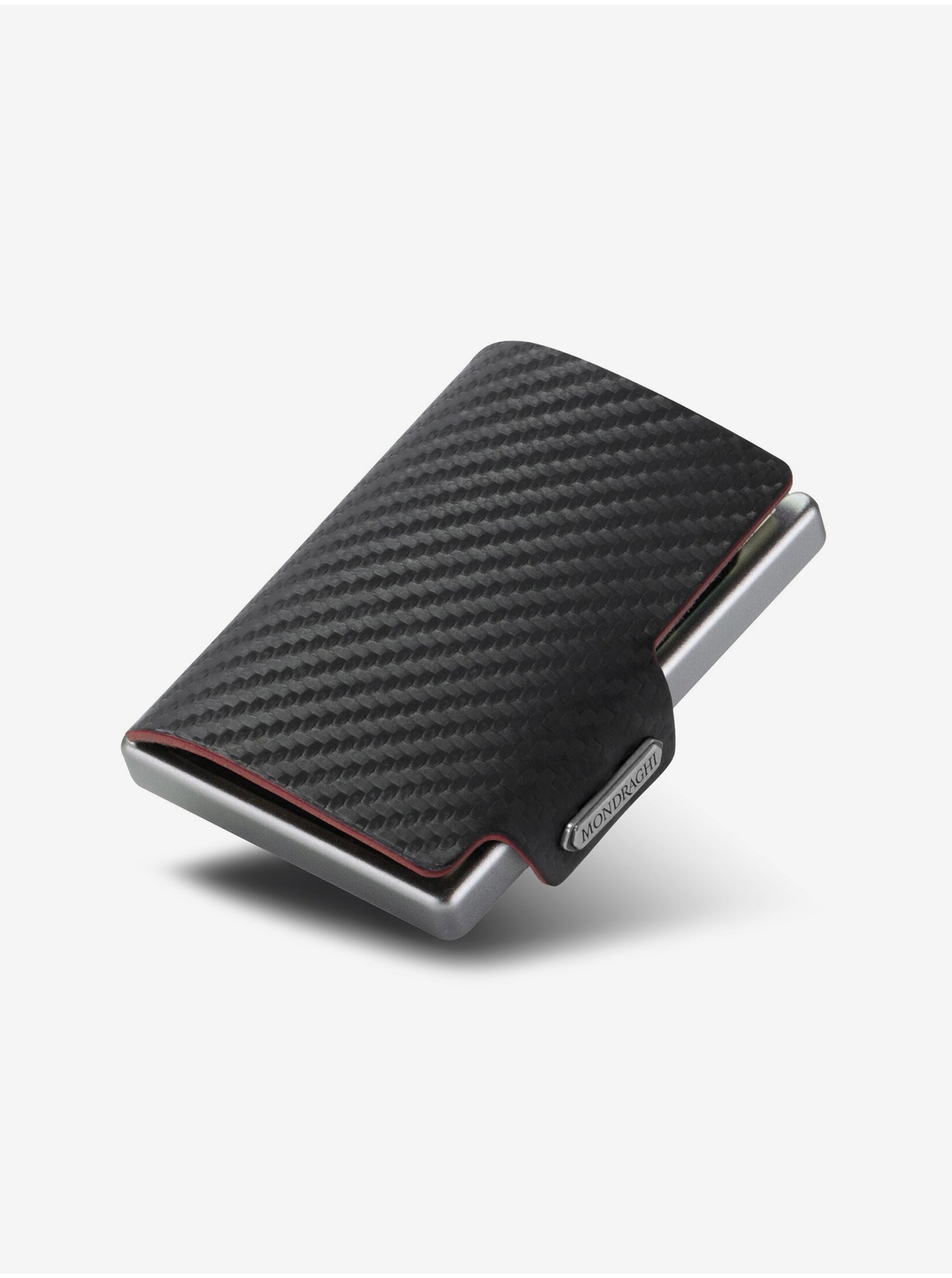 Levně Černá vzorovaná kožená peněženka Mondraghi Carbon Plus
