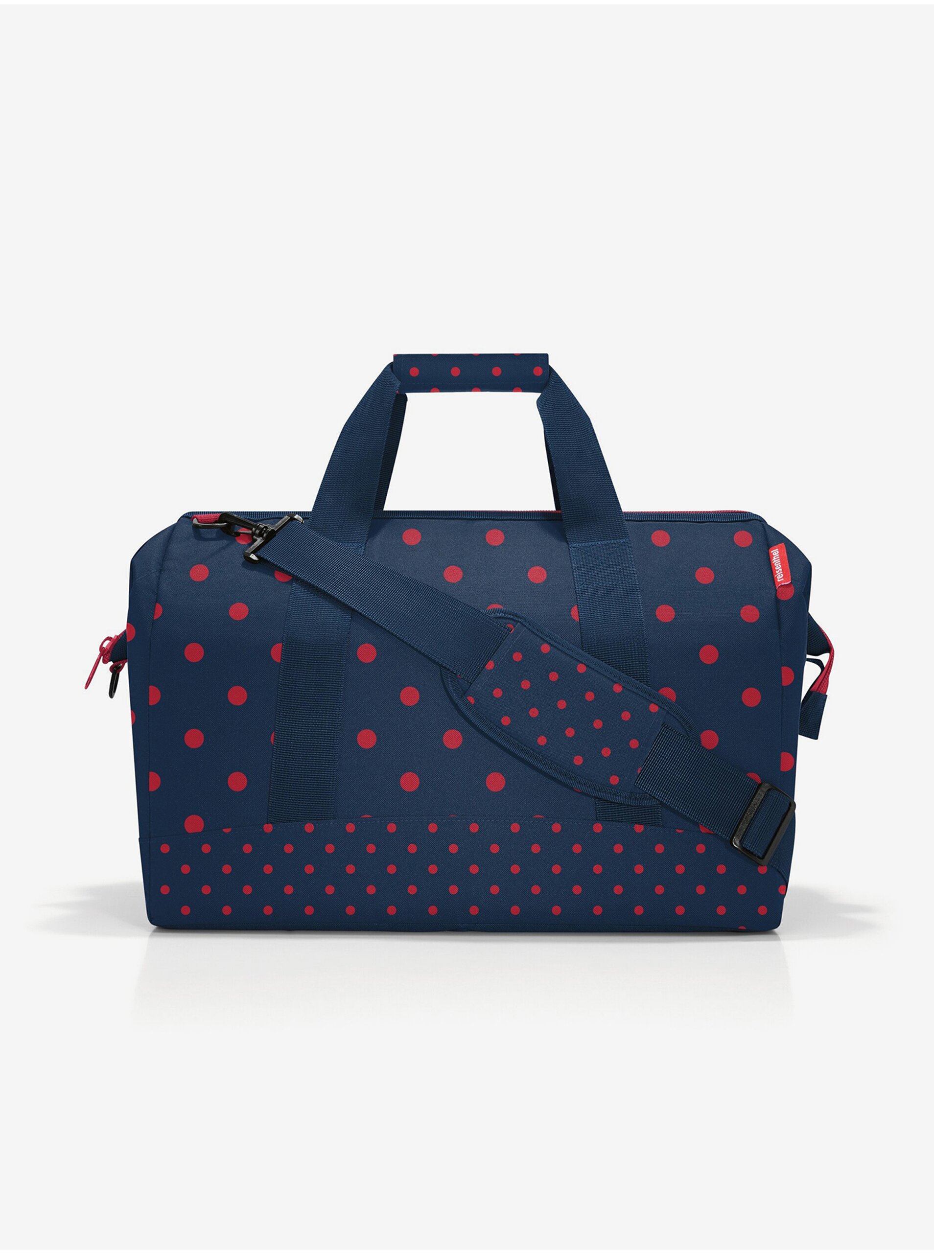 Levně Tmavě modrá dámská puntíkovaná cestovní taška Reisenthel Allrounder L Mixed Dots Red