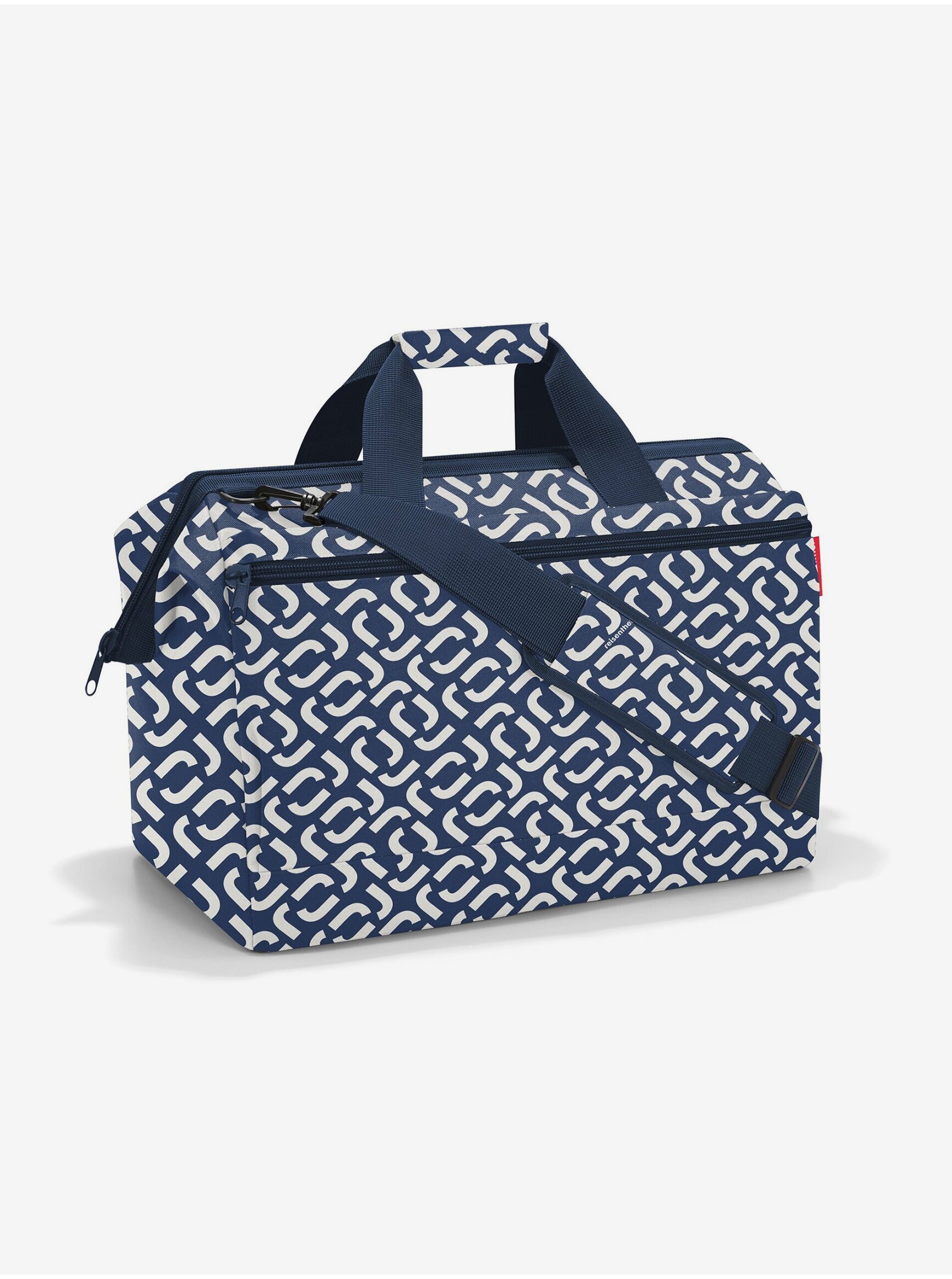 Levně Tmavě modrá vzorovaná cestovní taška Reisenthel Allrounder L Pocket Signature Navy