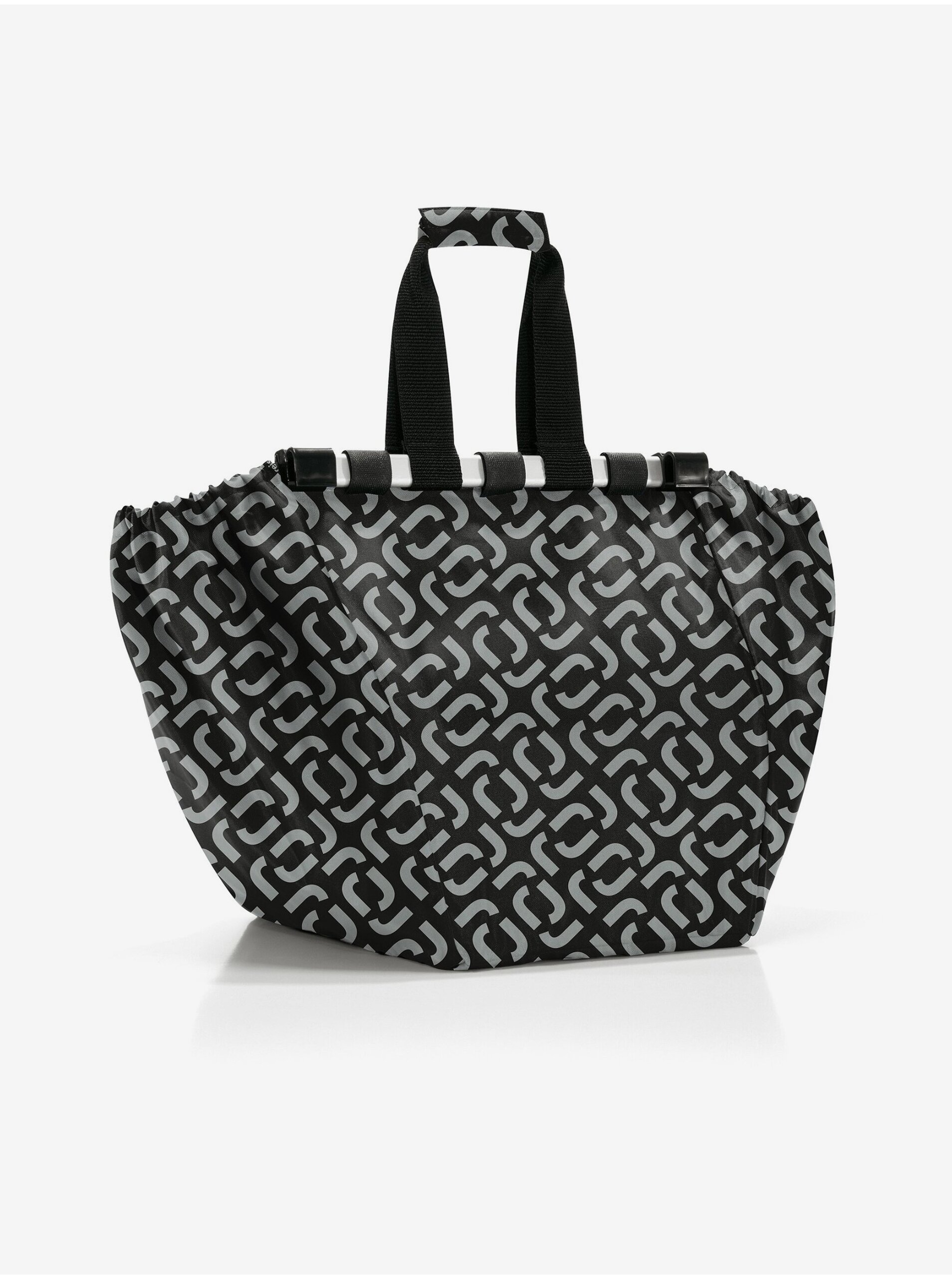 Lacno Sivo-čierna vzorovaná skladacia nákupná taška Reisenthel Easyshoppingbag Signature