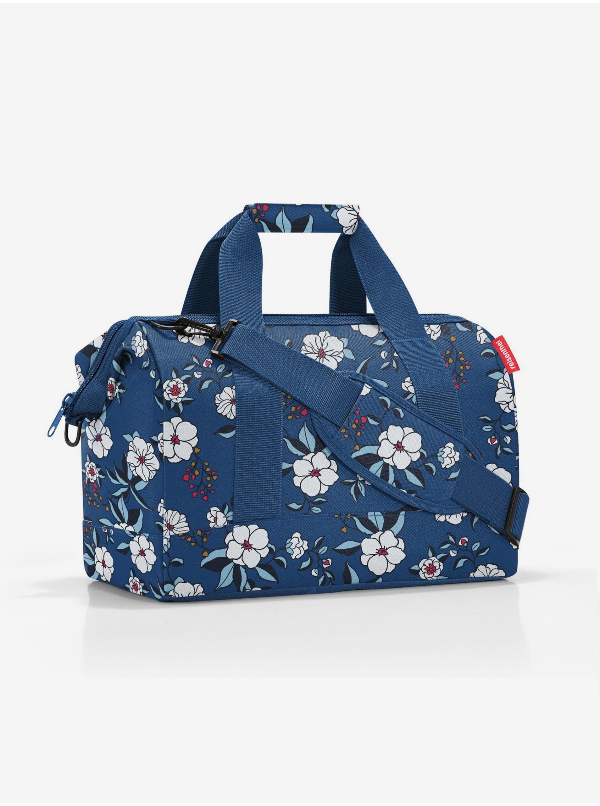 Levně Modrá dámská květovaná cestovní taška Reisenthel Allrounder M Garden