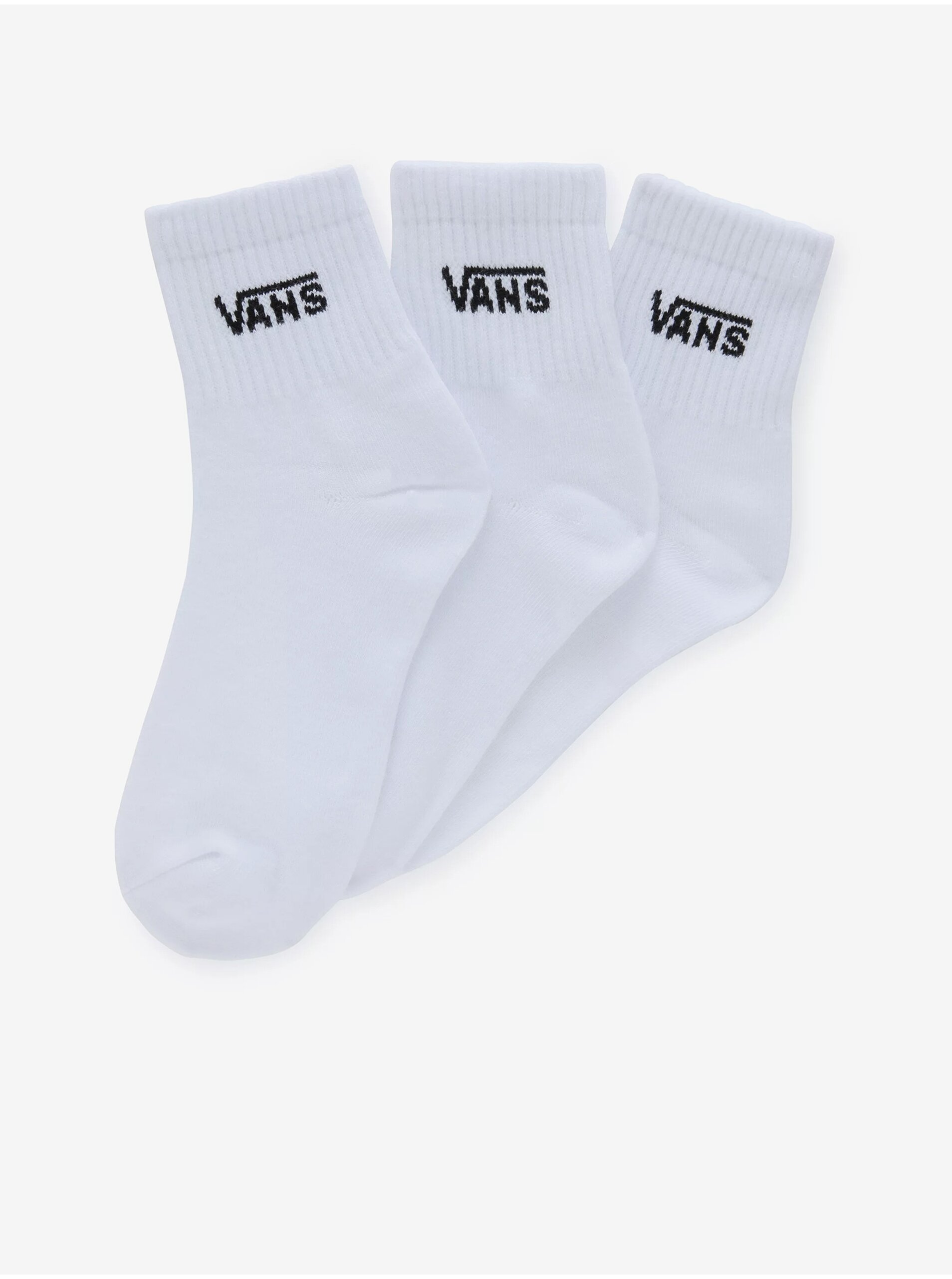 Levně Sada tří párů dámských ponožek v bílé barvě VANS Classic Half Crew