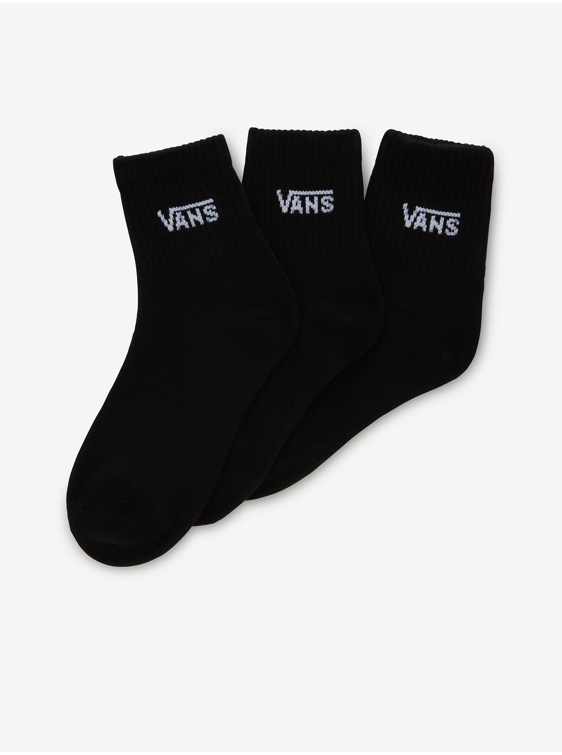 E-shop Sada tří párů dámských ponožek v černé barvě VANS Classic Half Crew