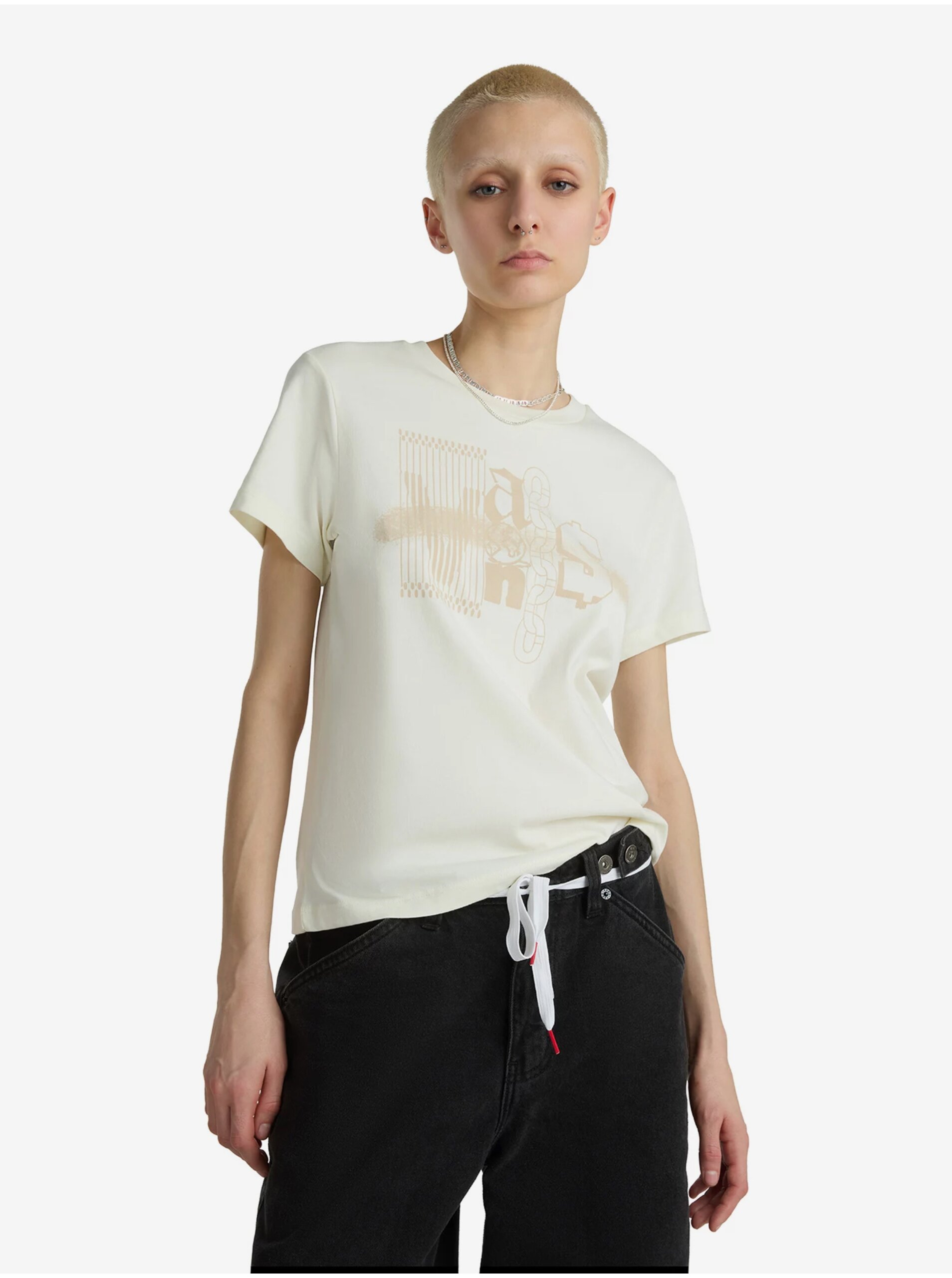 E-shop Krémové dámske tričko VANS