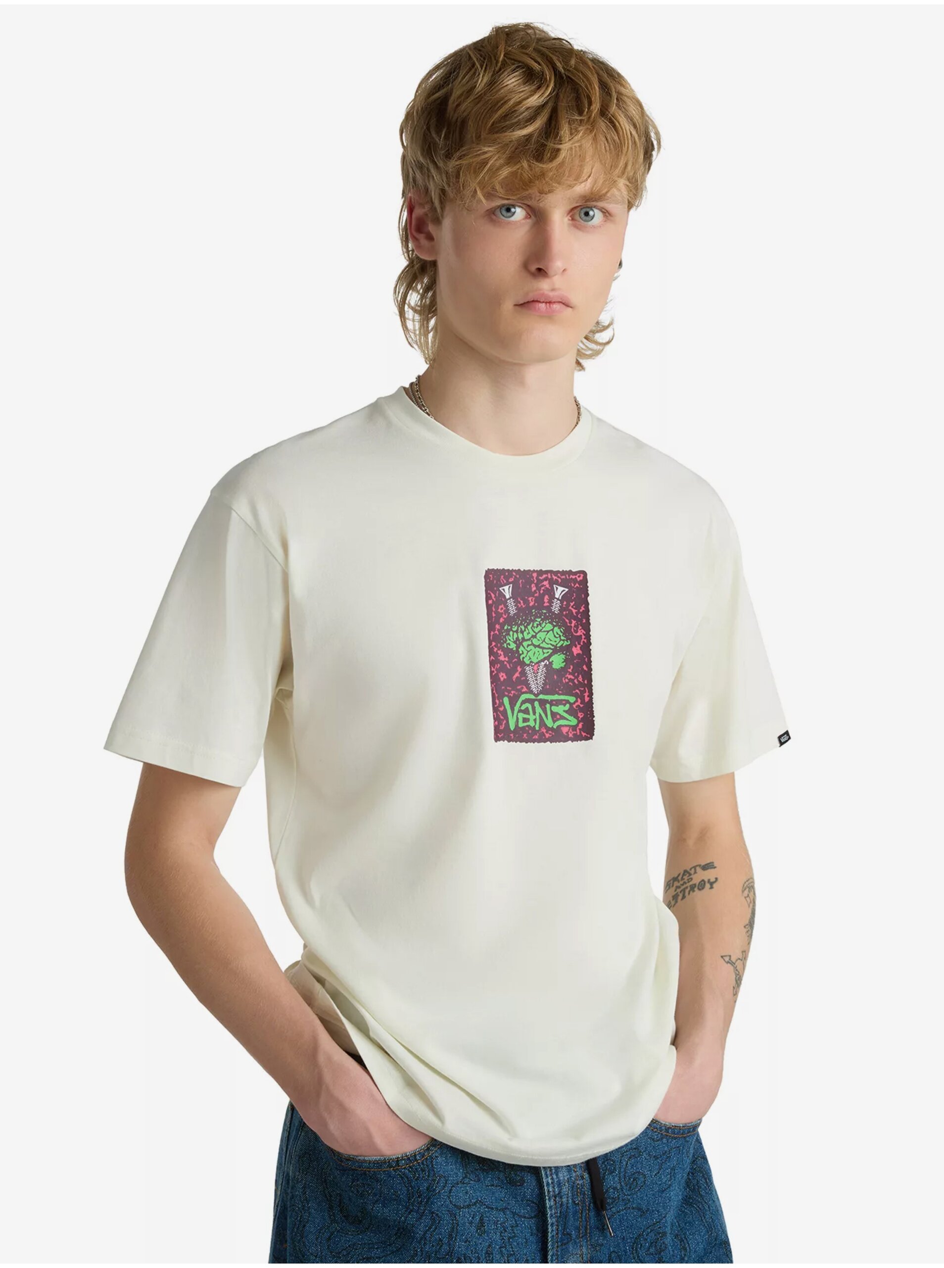 E-shop Krémové pánské tričko VANS Thinkv