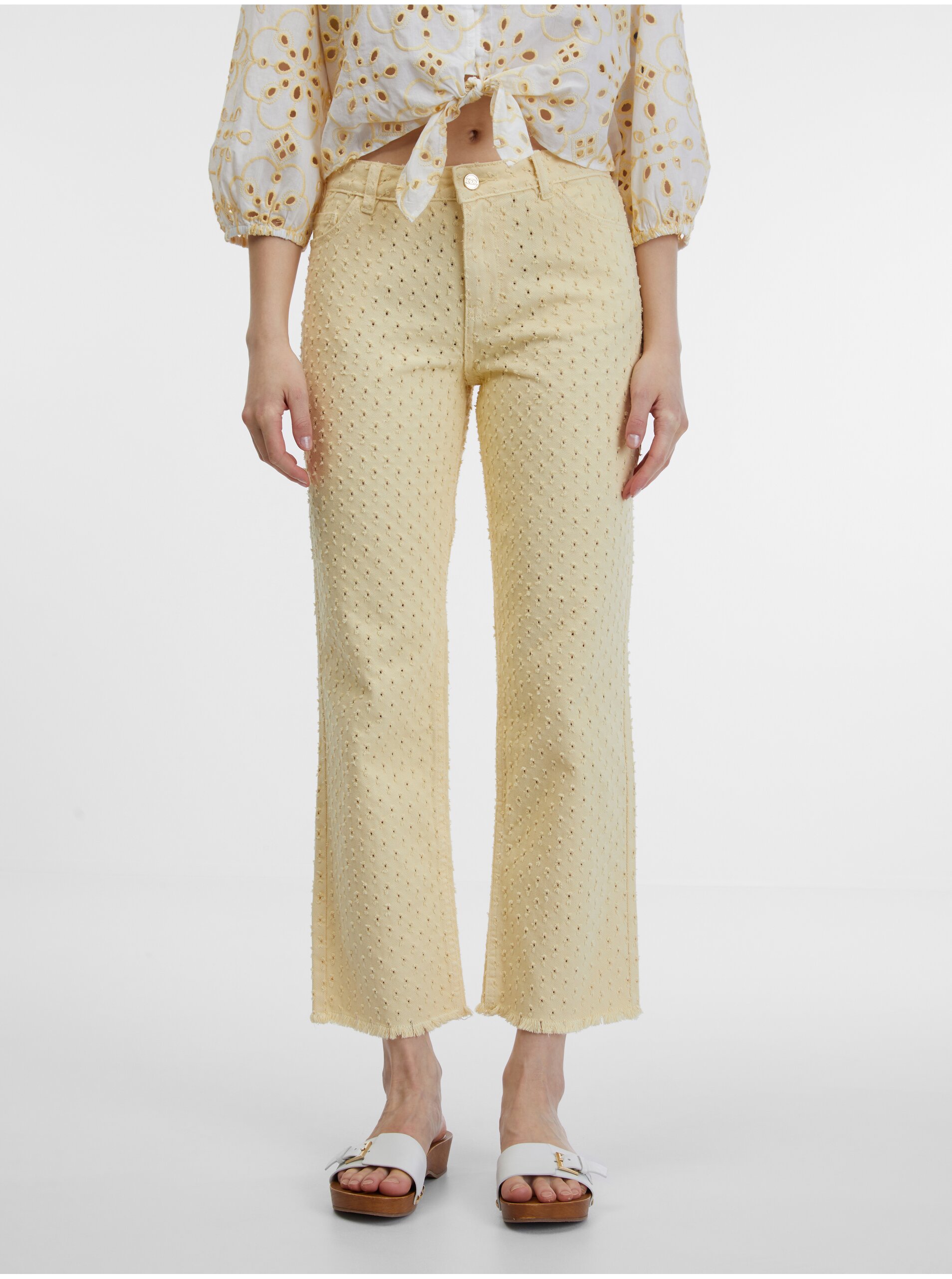 E-shop Žluté dámské kalhoty ORSAY