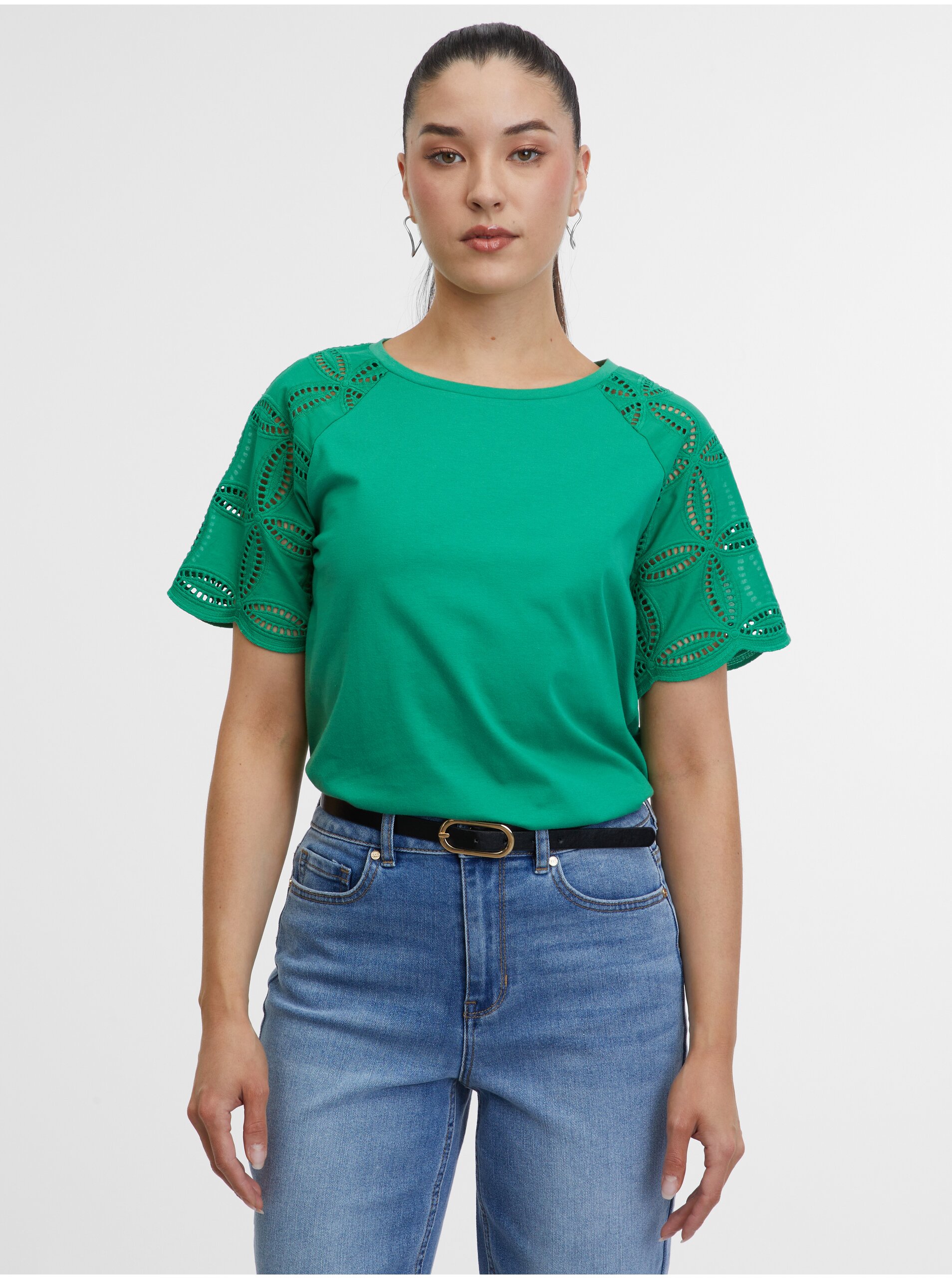 Lacno Zelené dámske tričko ORSAY
