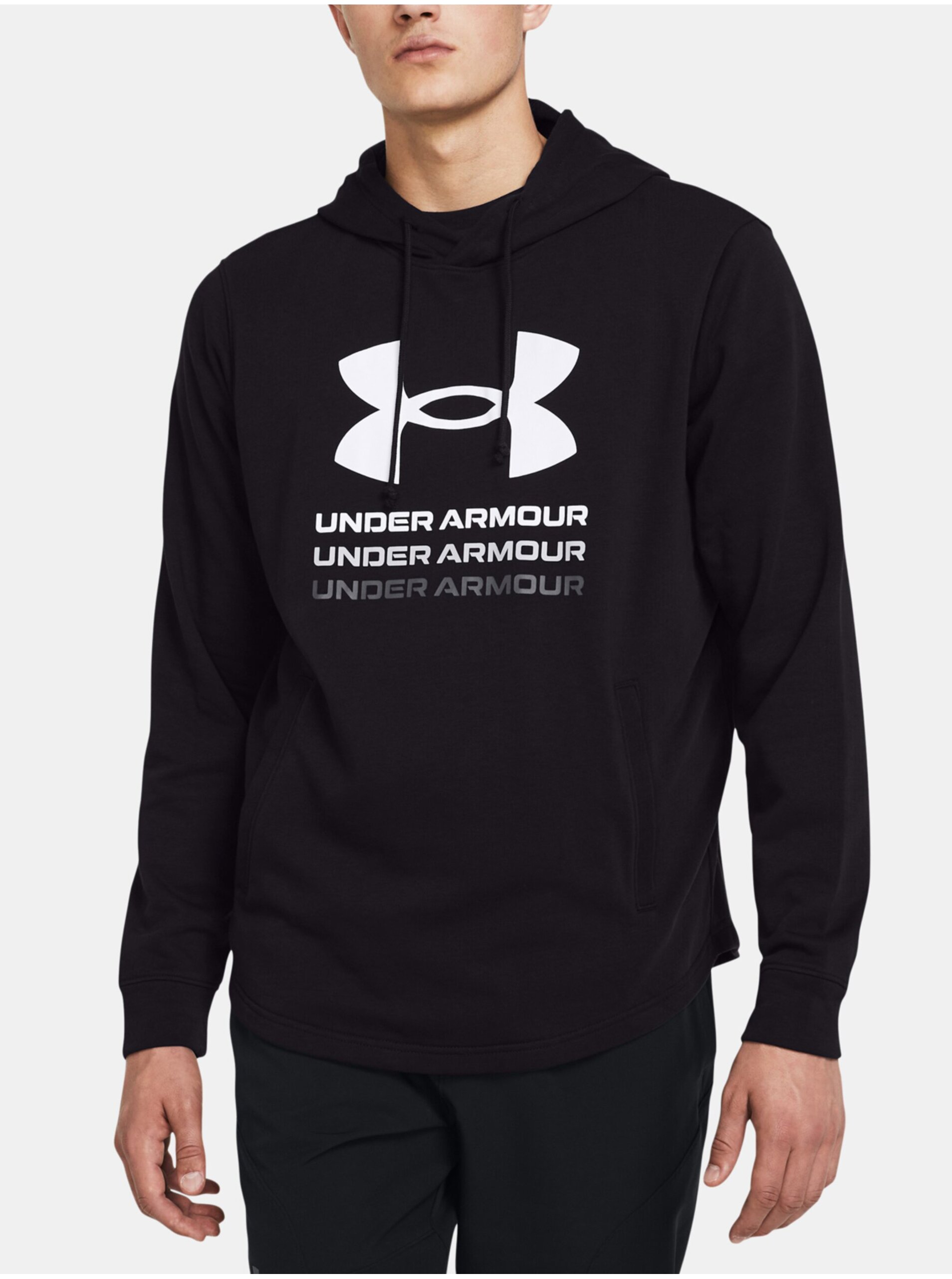 Levně Černá sportovní mikina Under Armour UA Rival Terry Graphic Hood