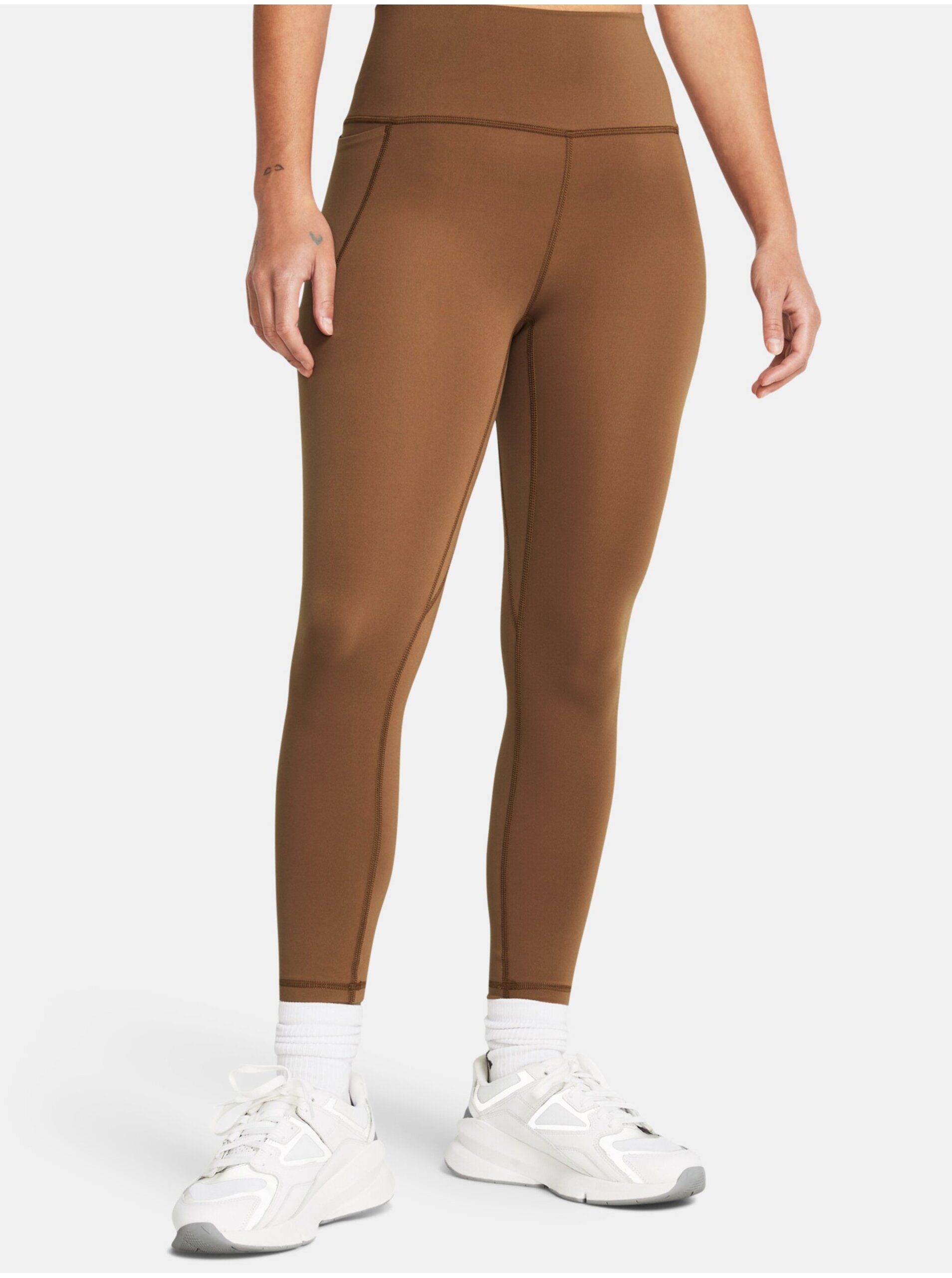 Levně Hnědé sportovní legíny Under Armour Meridian Ankle Leg