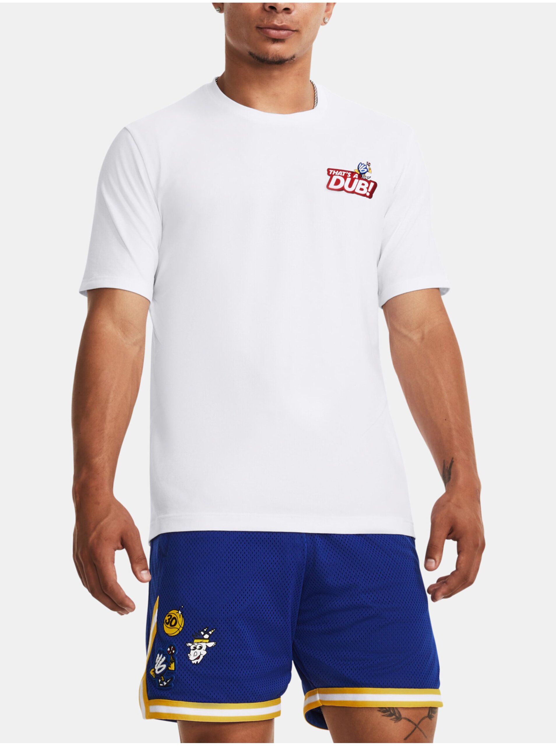 Levně Bílé sportovní tričko Under Armour UA CURRY DUB GOAT SS