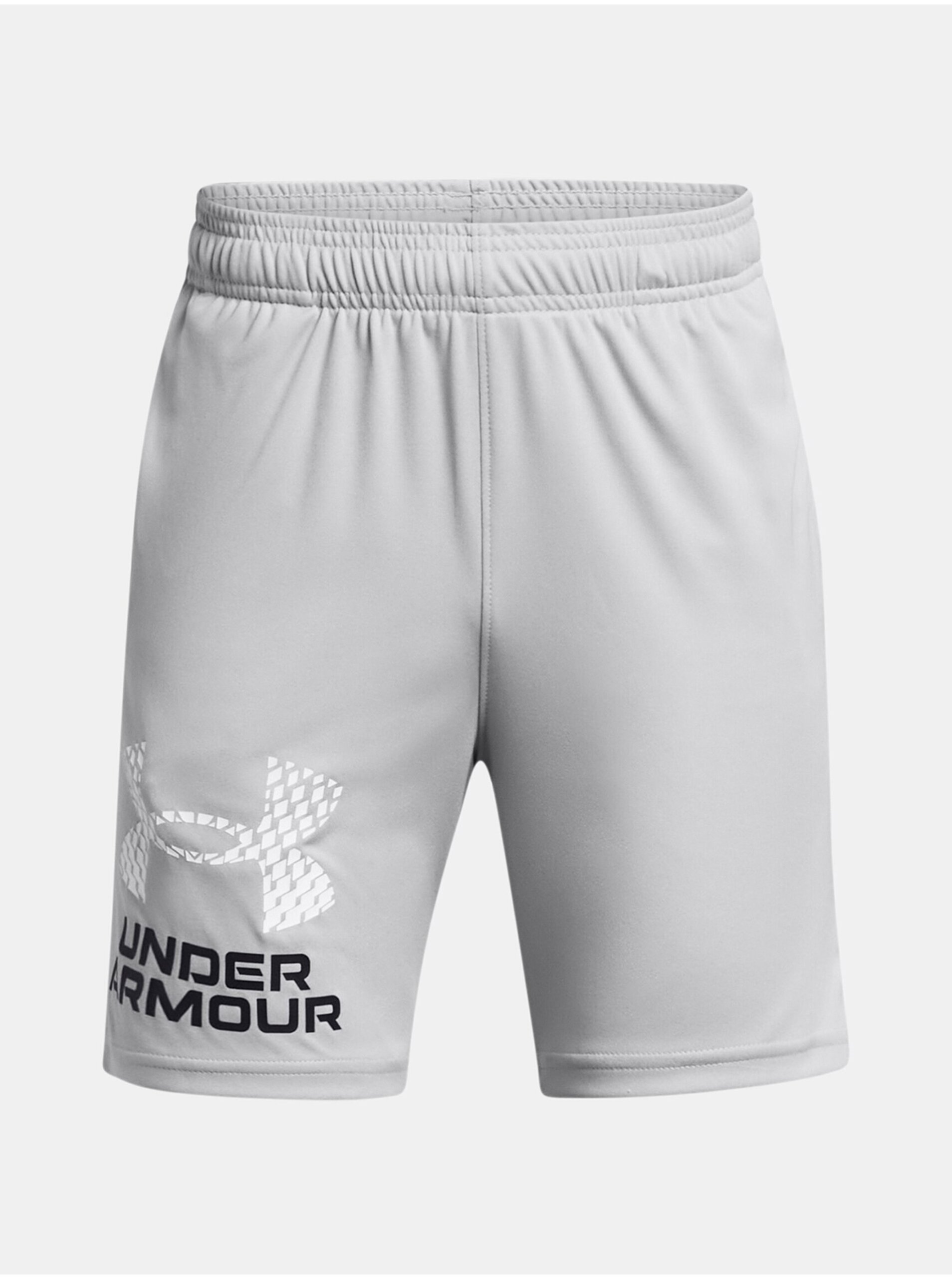 Levně Světle šedé sportovní kraťasy Under Armour UA Tech Logo Shorts