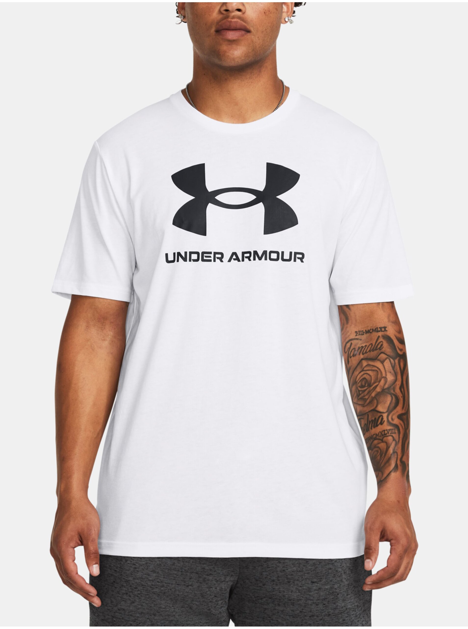 Levně Bílé tričko Under Armour UA SPORTSTYLE LOGO UPDATE SS