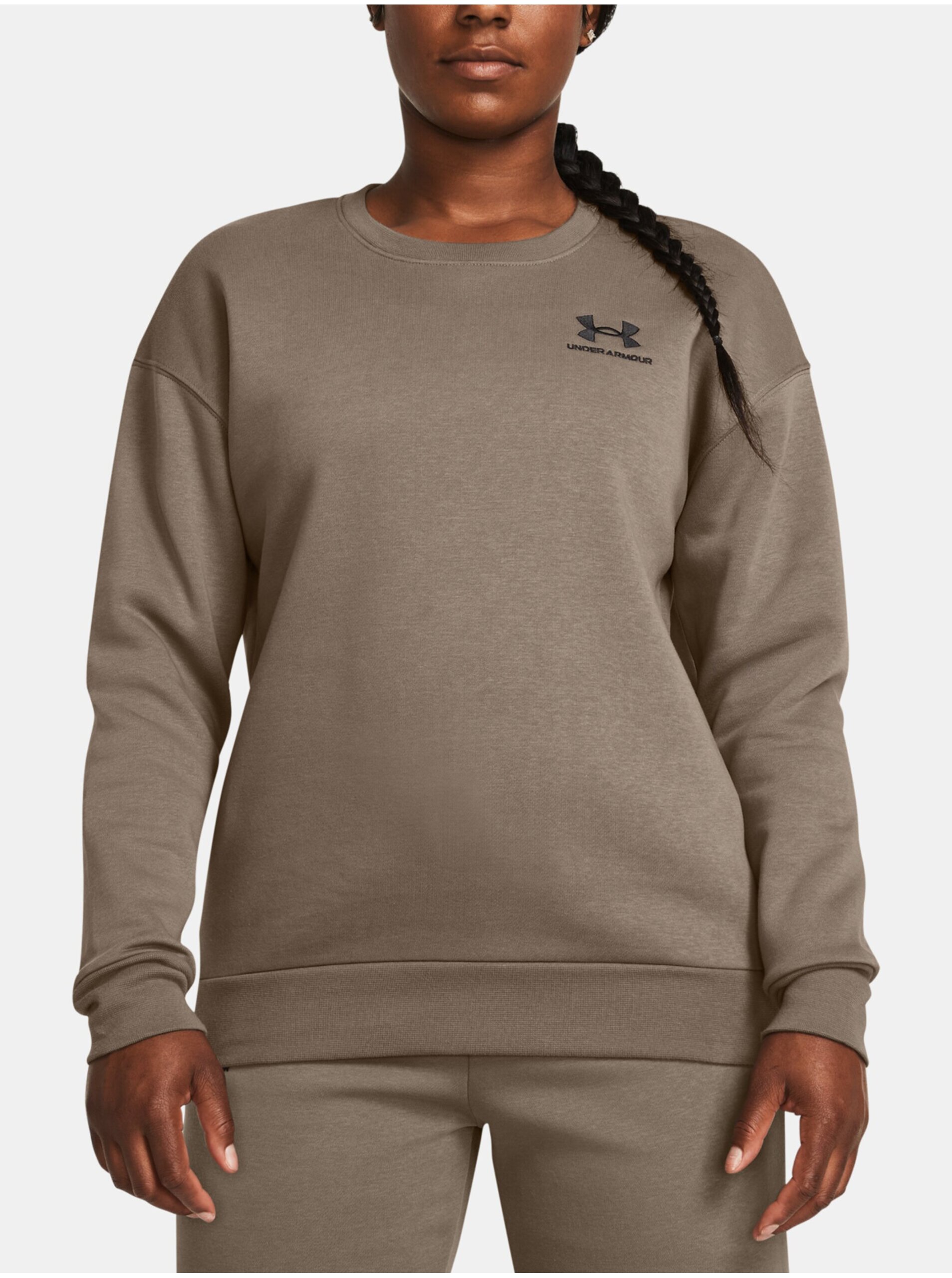 E-shop Hnědá mikina Under Armour Essential Fleece Crew