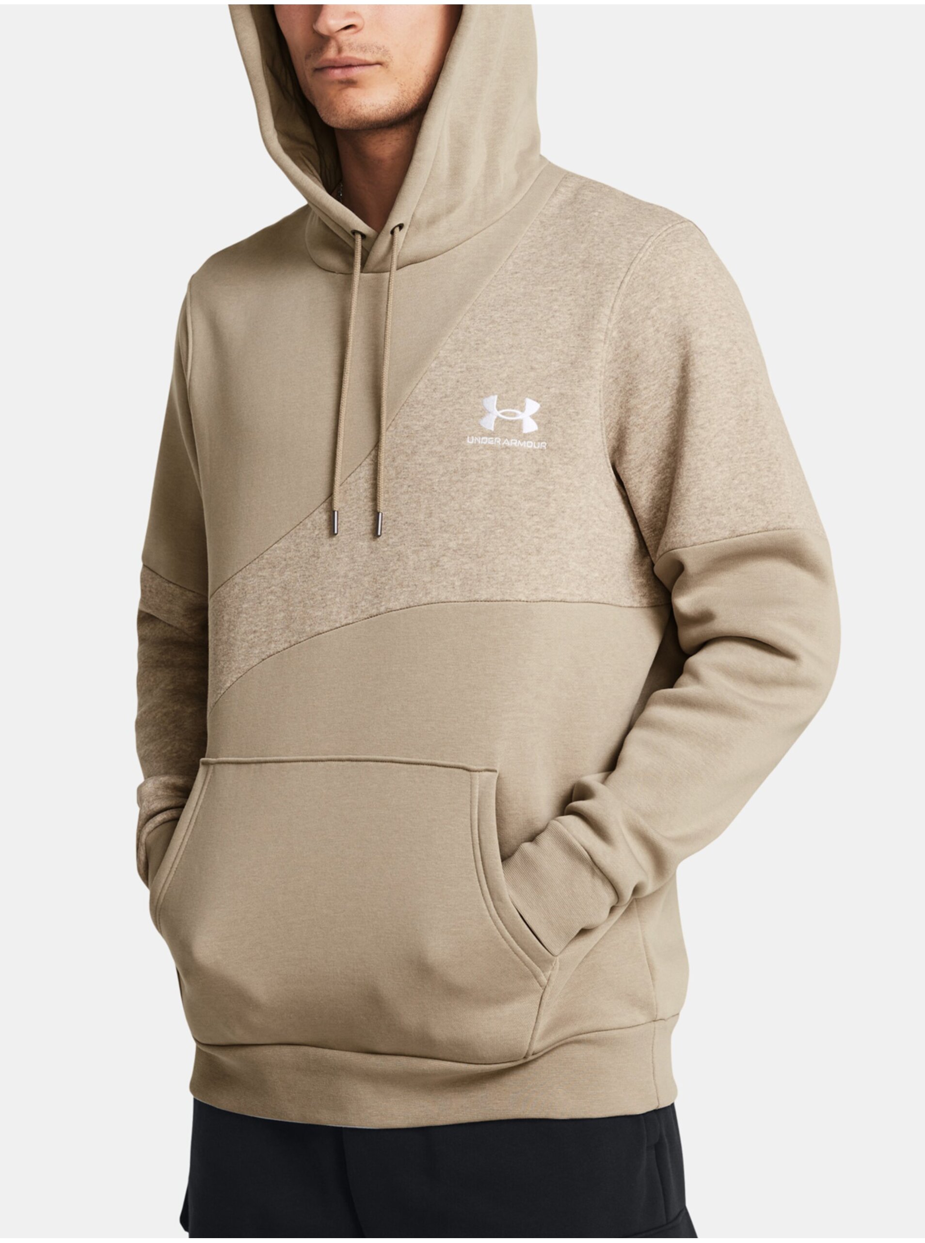 Lacno Svetlo hnedá mikina Under Armour UA Essential Flc Blocked HD