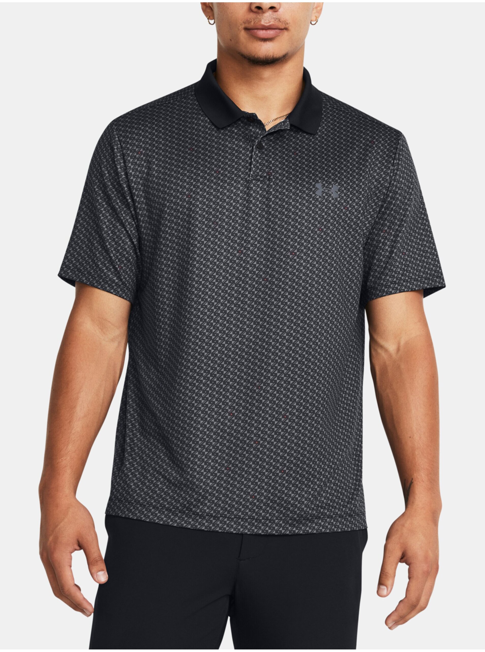 Lacno Čierne vzorované športové polo tričko Under Armour UA Perf 3.0 Printed Polo