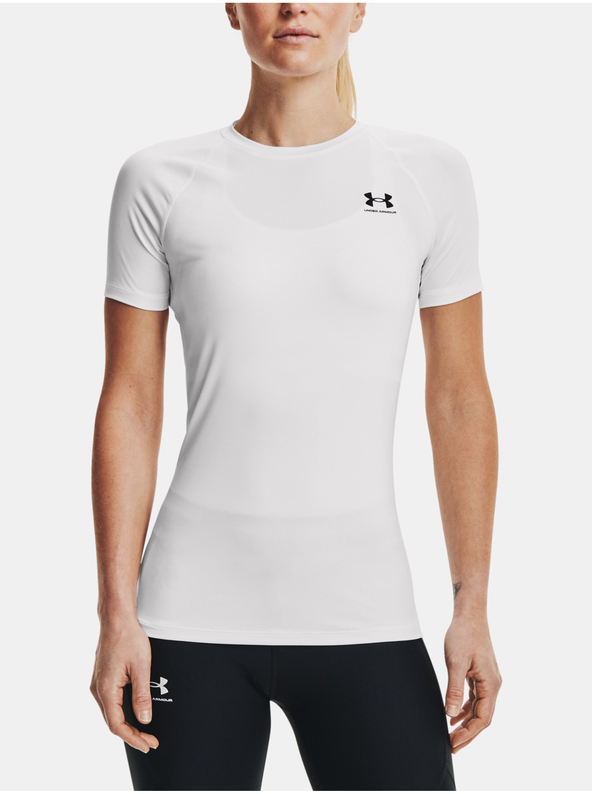 Levně Bílé sportovní tričko Under Armour UA HG Authentics Comp SS