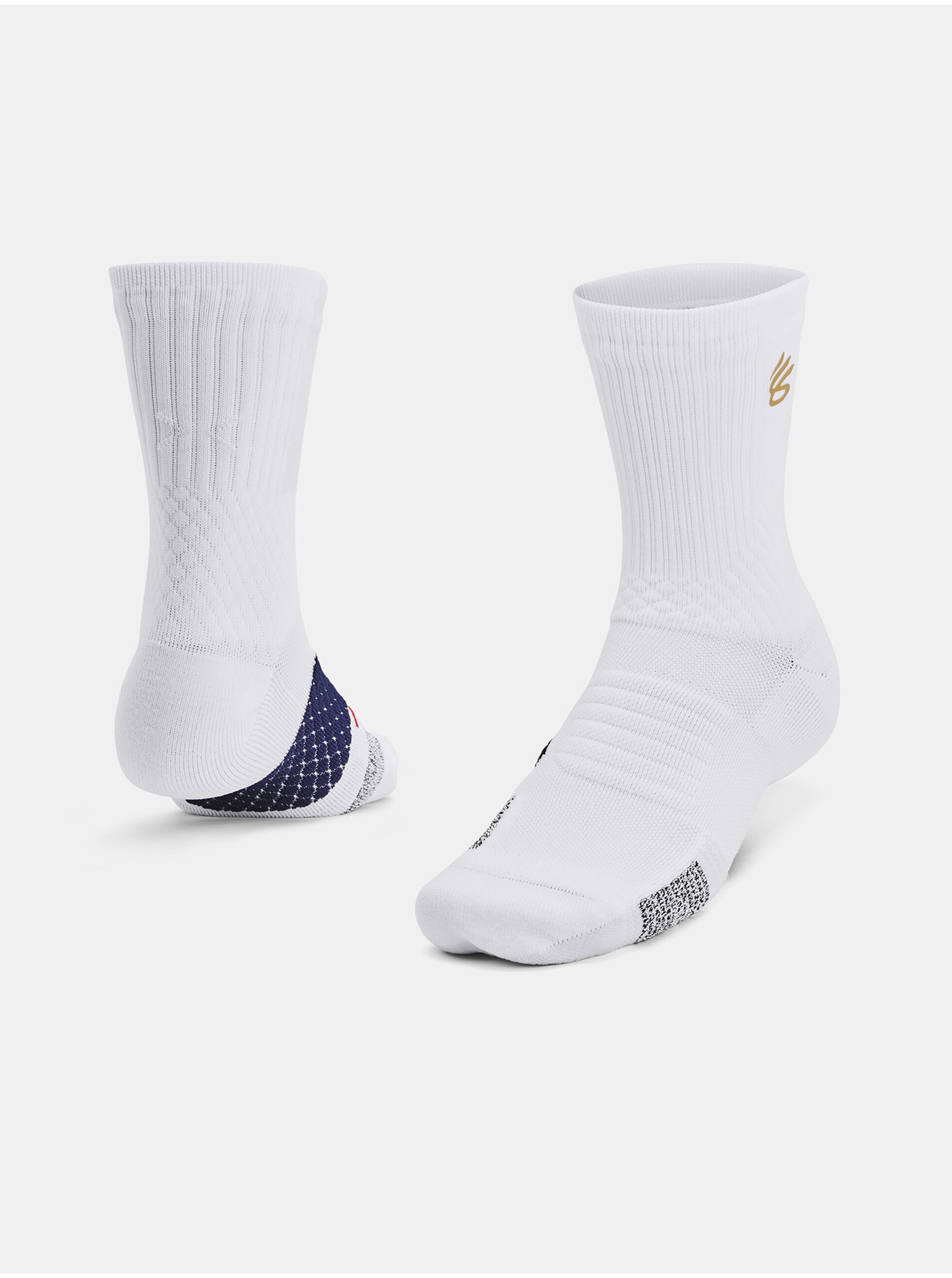 Levně Bílé ponožky Under Armour Curry UA AD Playmaker 1p Mid