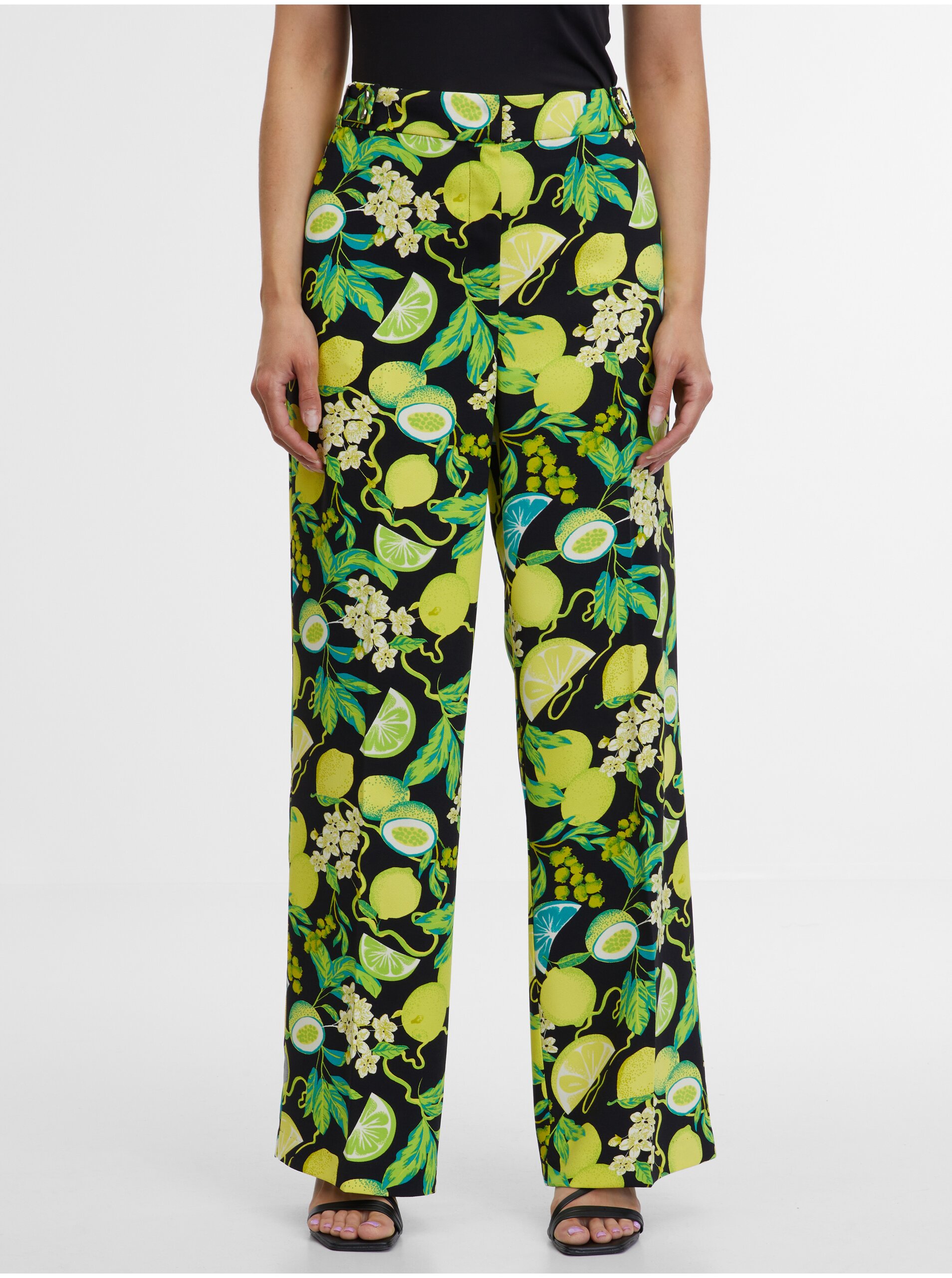 E-shop Černo-zelené dámské vzorované kalhoty ORSAY