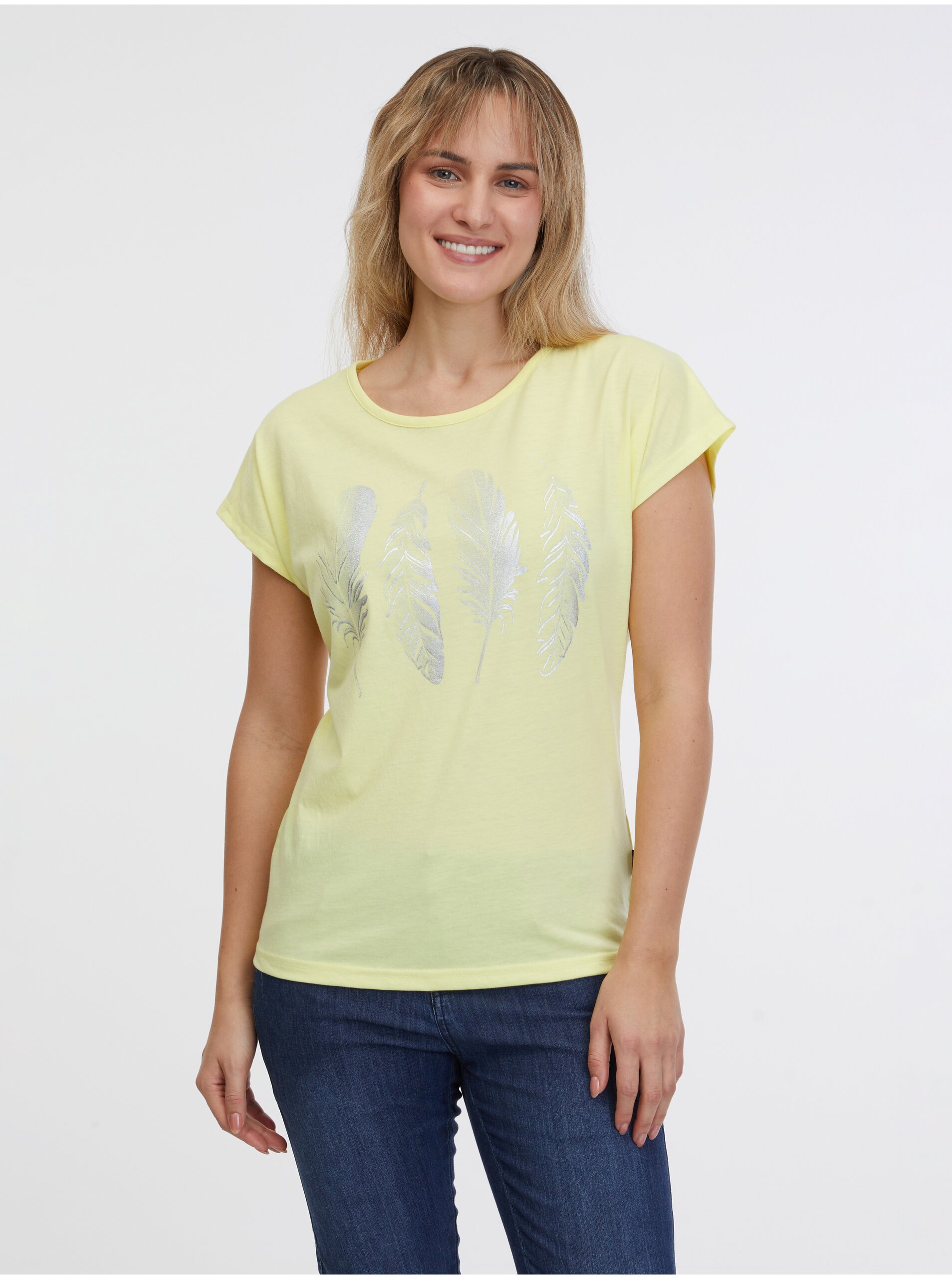 Levně Světle žluté dámské tričko SAM 73 Clorinda