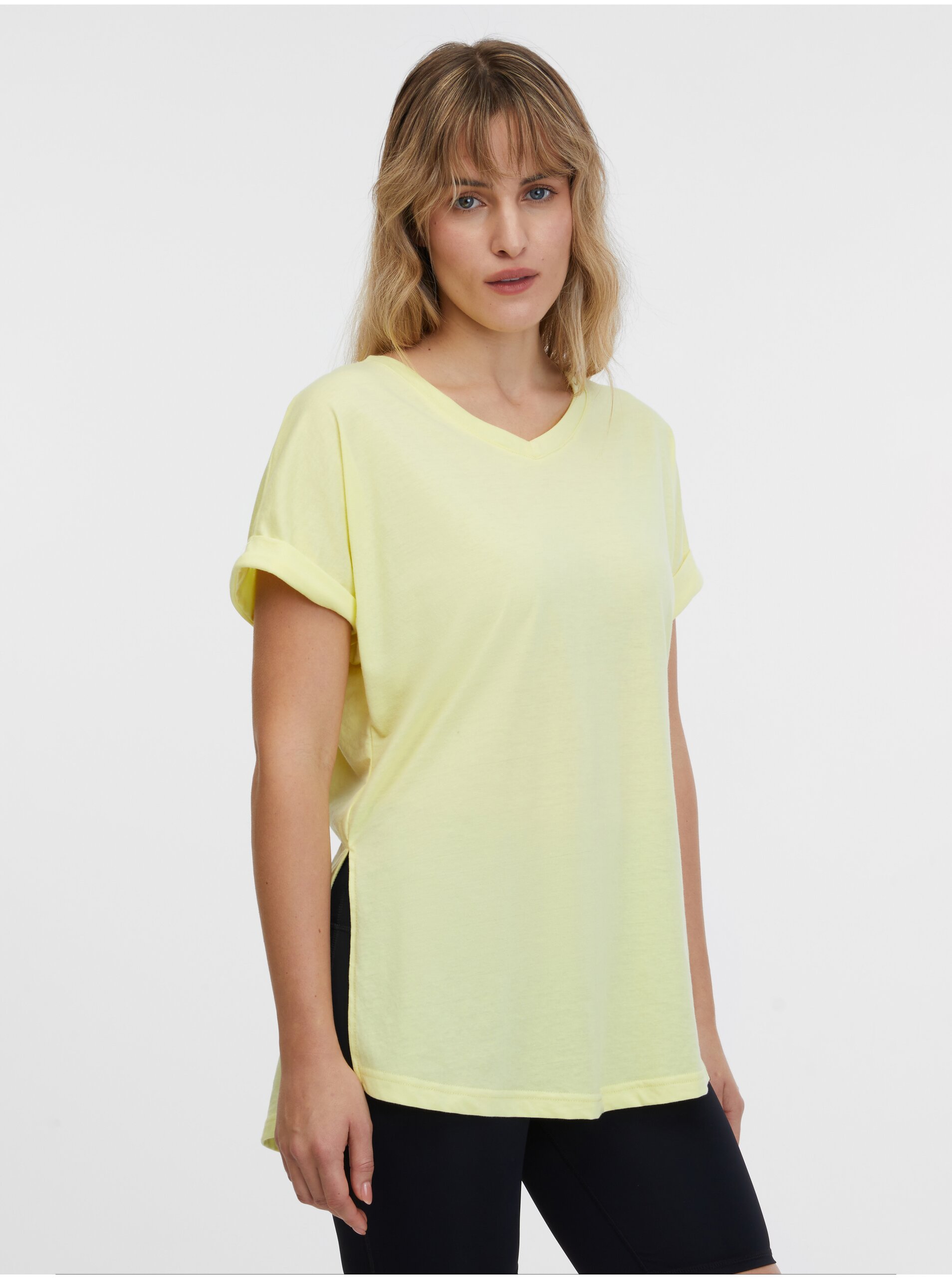 Levně Žluté dámské tričko SAM 73 Carolina