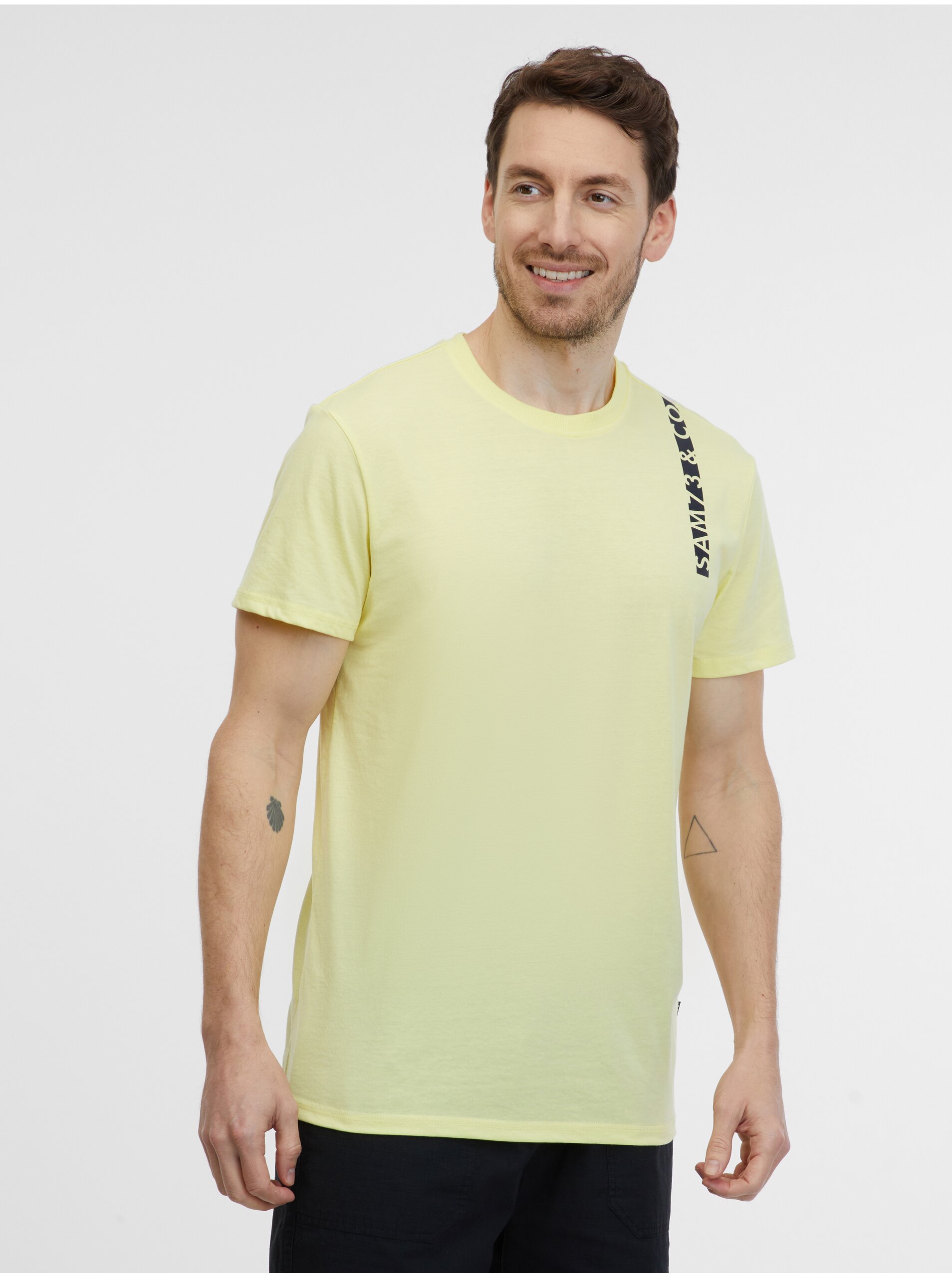 Levně Světle žluté pánské tričko SAM 73 Fabio