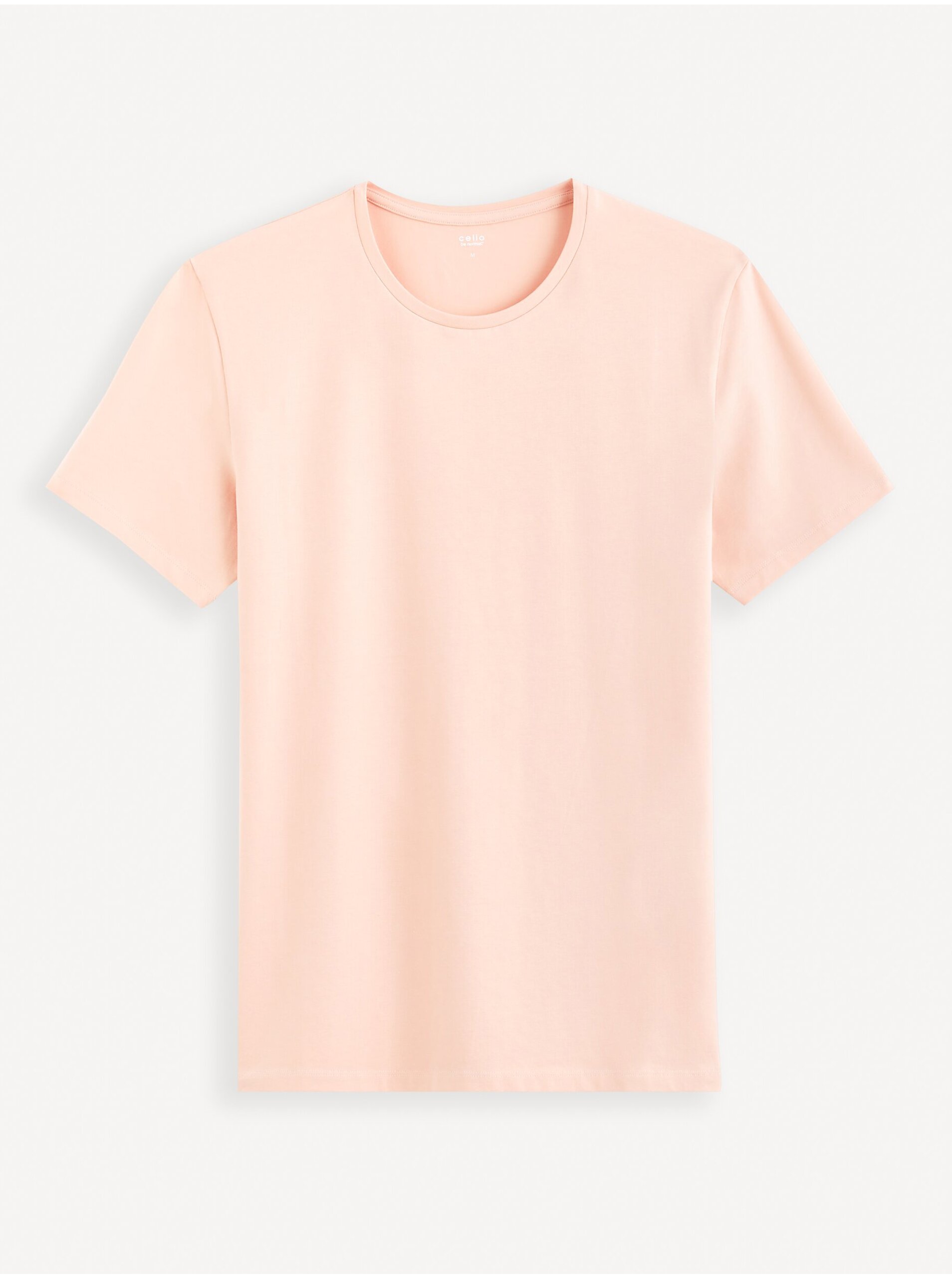 Levně Růžové pánské basic tričko Celio Neunir